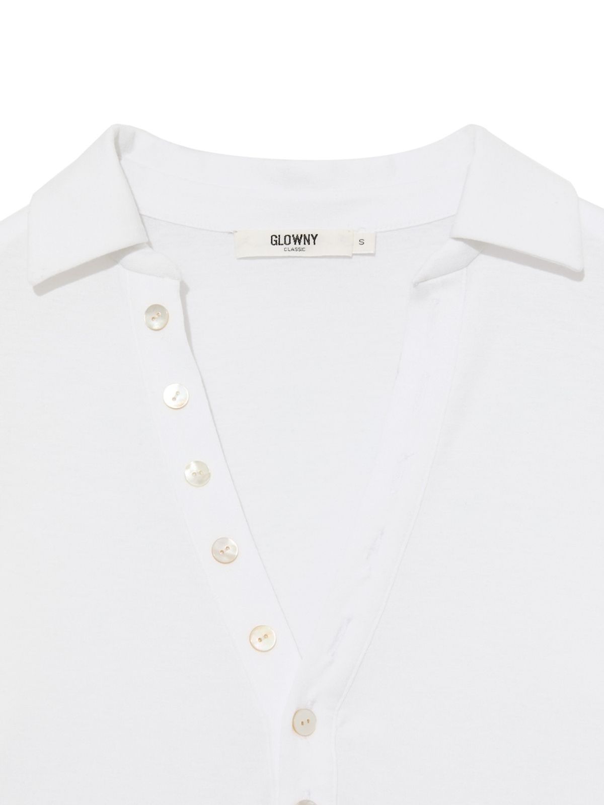 글로니(GLOWNY) G V-COLLAR HENLEY TOP (WHITE)