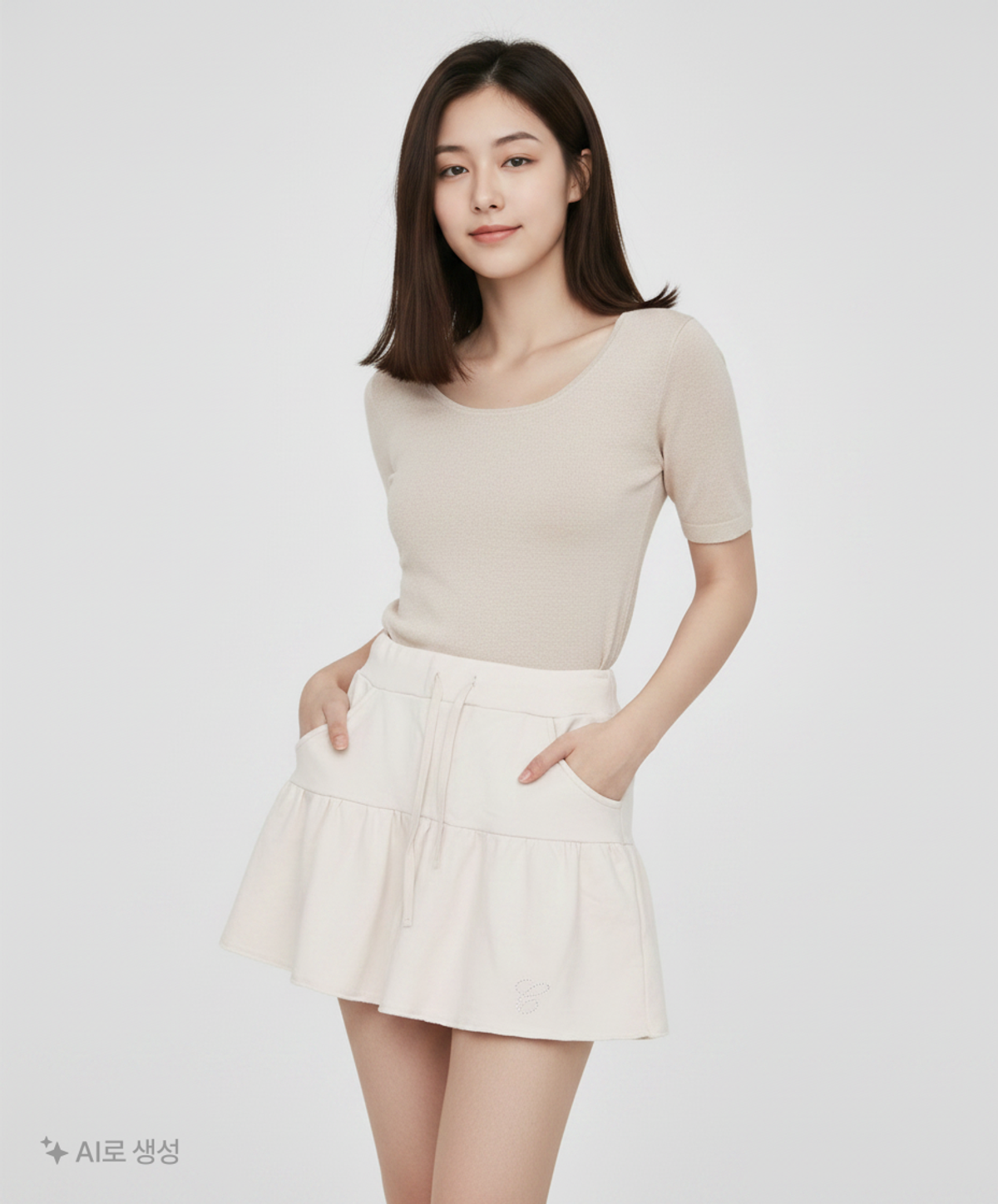큐리티(CURETTY) C RHINESTONE JERSEY FLARE SKIRT_WHITE S