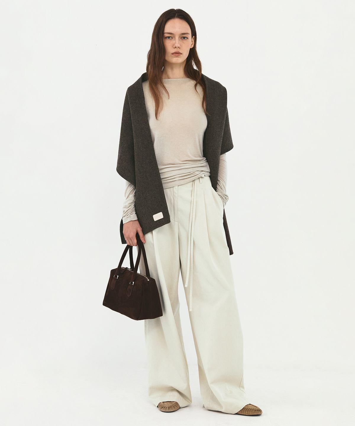 러프사이드 화이트라벨(ROUGH SIDE WHITE LABEL) Noble Wool Muffler Dark Brown