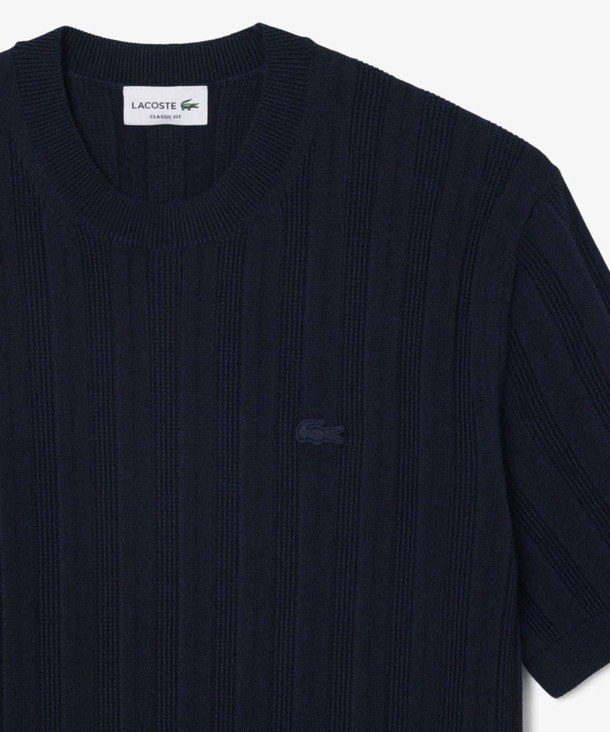 라코스테(LACOSTE) 남성 립조직 반팔 크루넥 스웨터 AH8227-56N MXQ