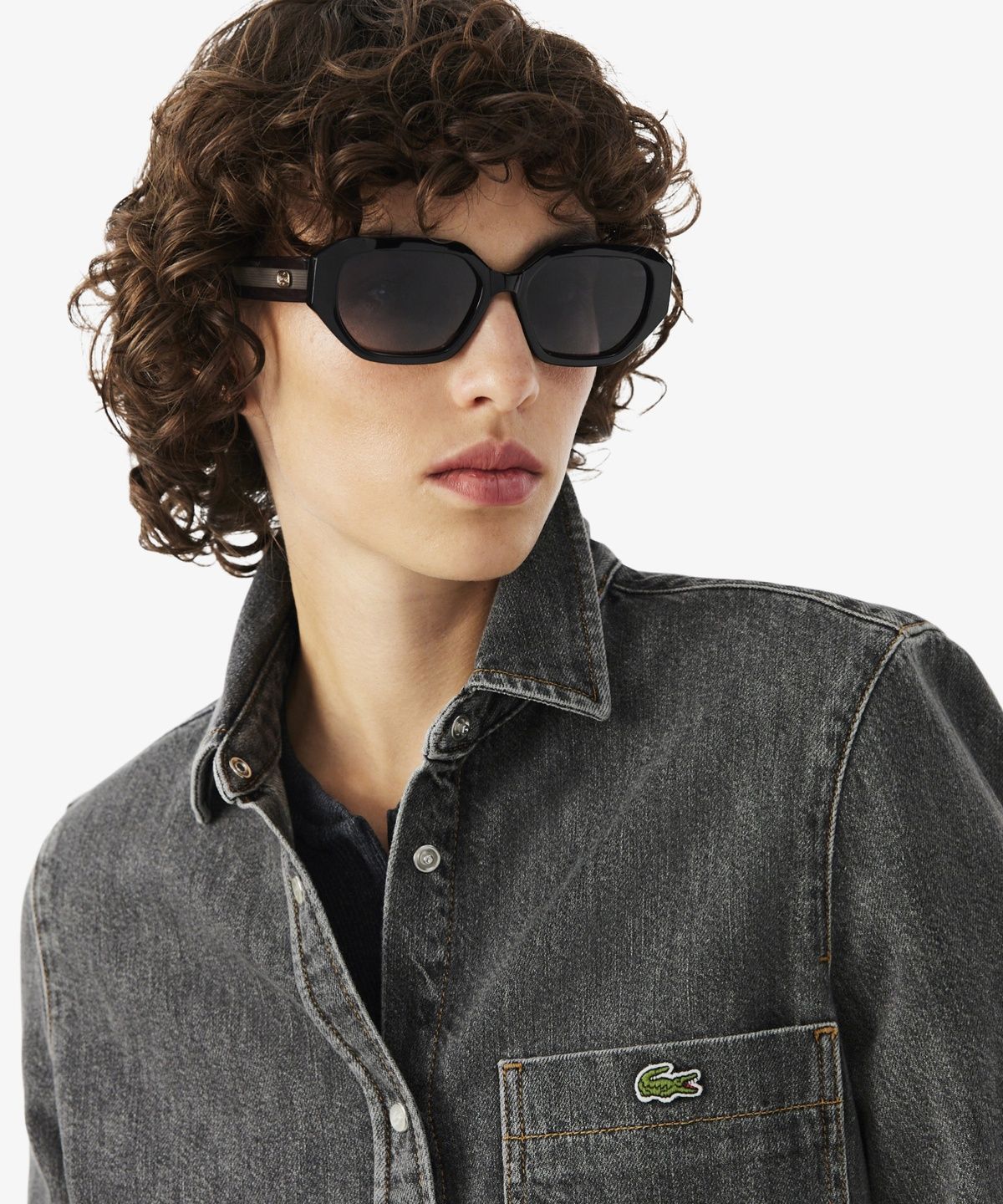 라코스테(LACOSTE) 여성 데님 크롭 셔츠 CF8406-56N 0L5