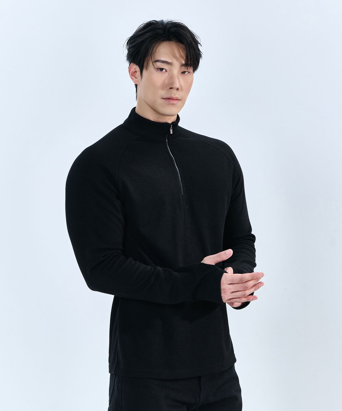 나인제트(NINEZ) 하프 집업 래글런 니트 티셔츠 (2color)