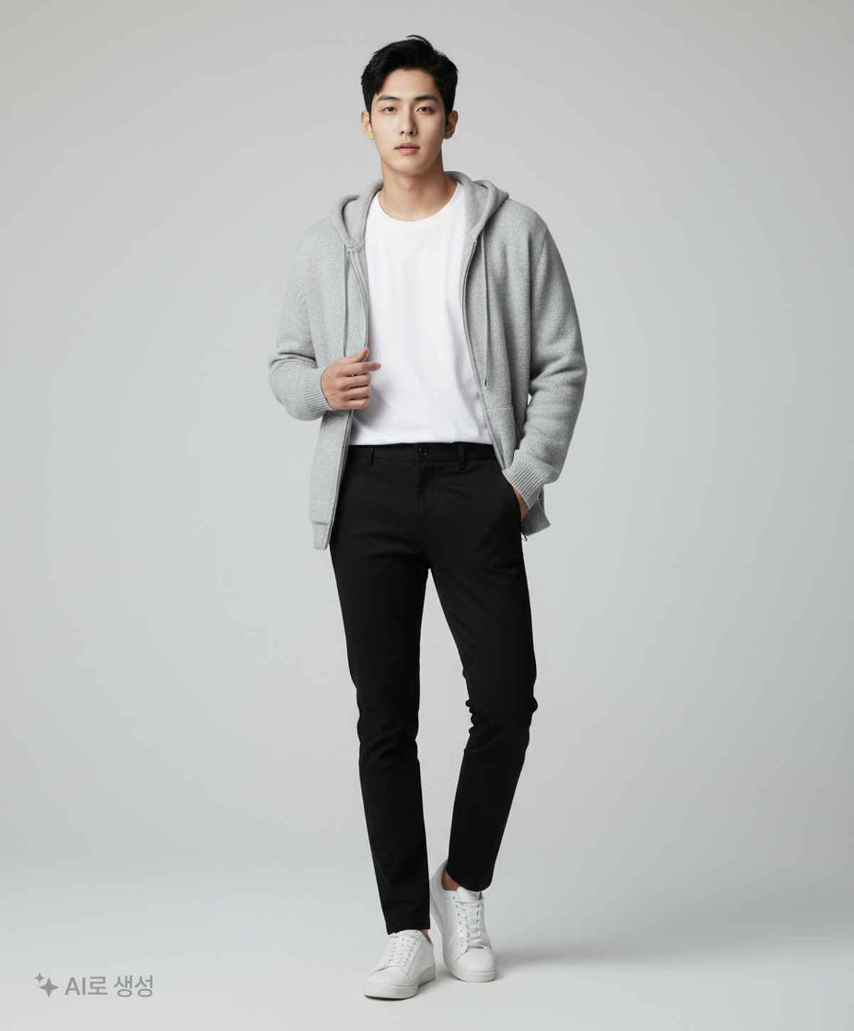 토피(TOFFEE) 마일드 니트 후드 집업 (GREY) L