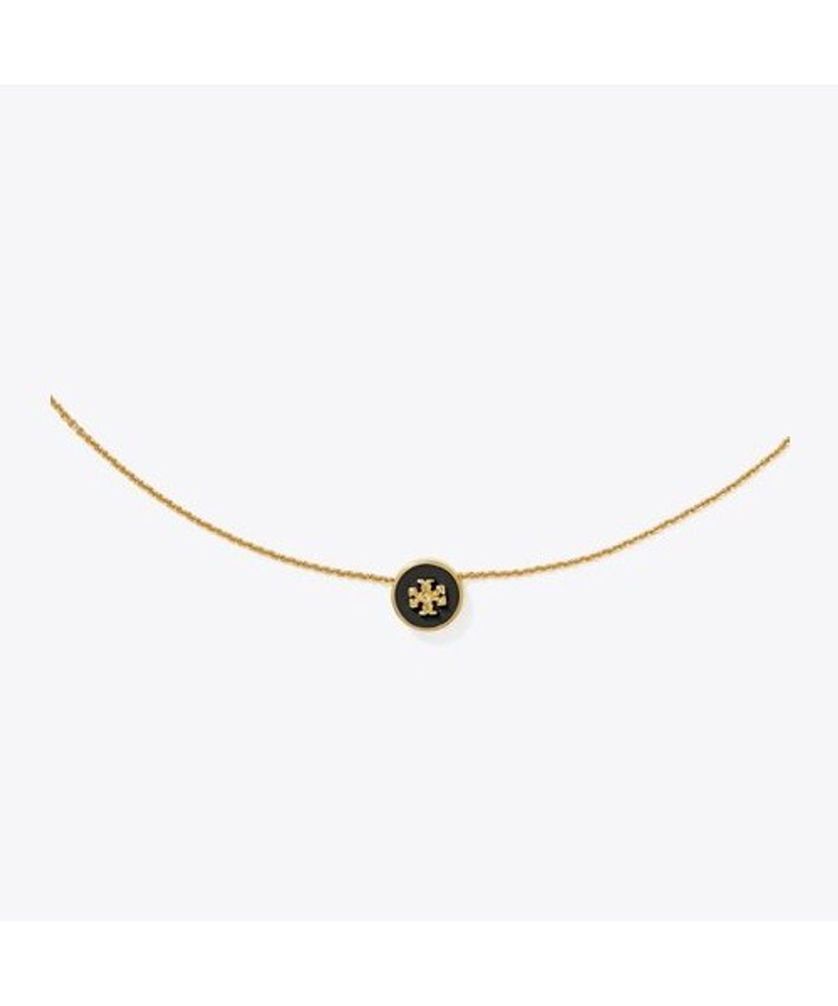 토리버치(TORYBURCH) 아이콘 에나멜 펜던트 네크리스 - 토리 골드 / 블랙