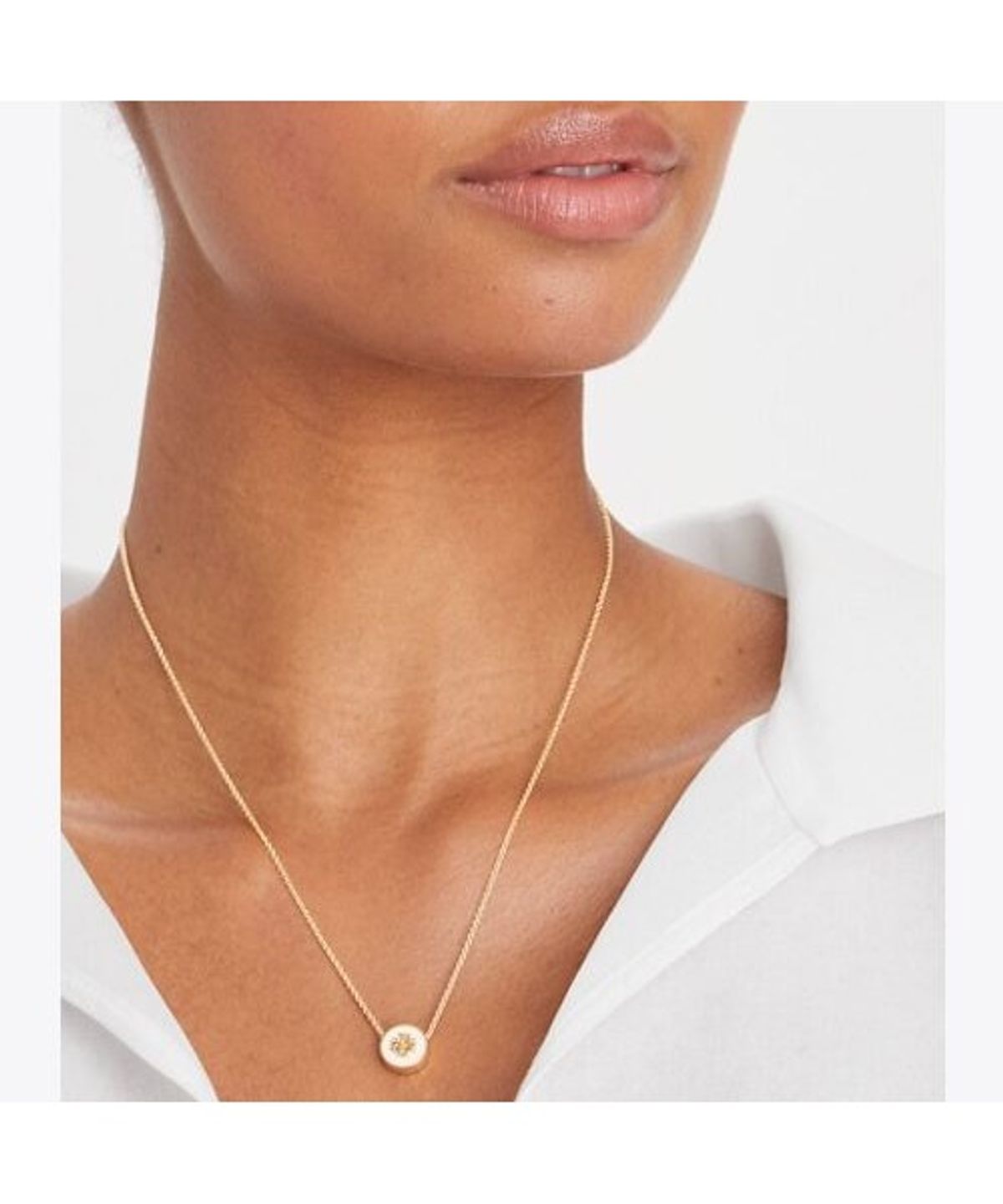 토리버치(TORYBURCH) 아이콘 에나멜 펜던트 네크리스 - 토리 골드 / 블랙