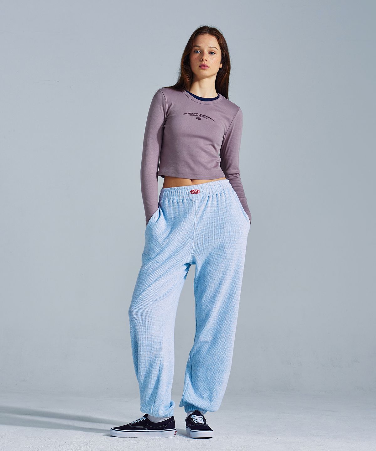 미나수(MENASOO) MNS x American apparel 261 Crop Long-Sleeves_Violet