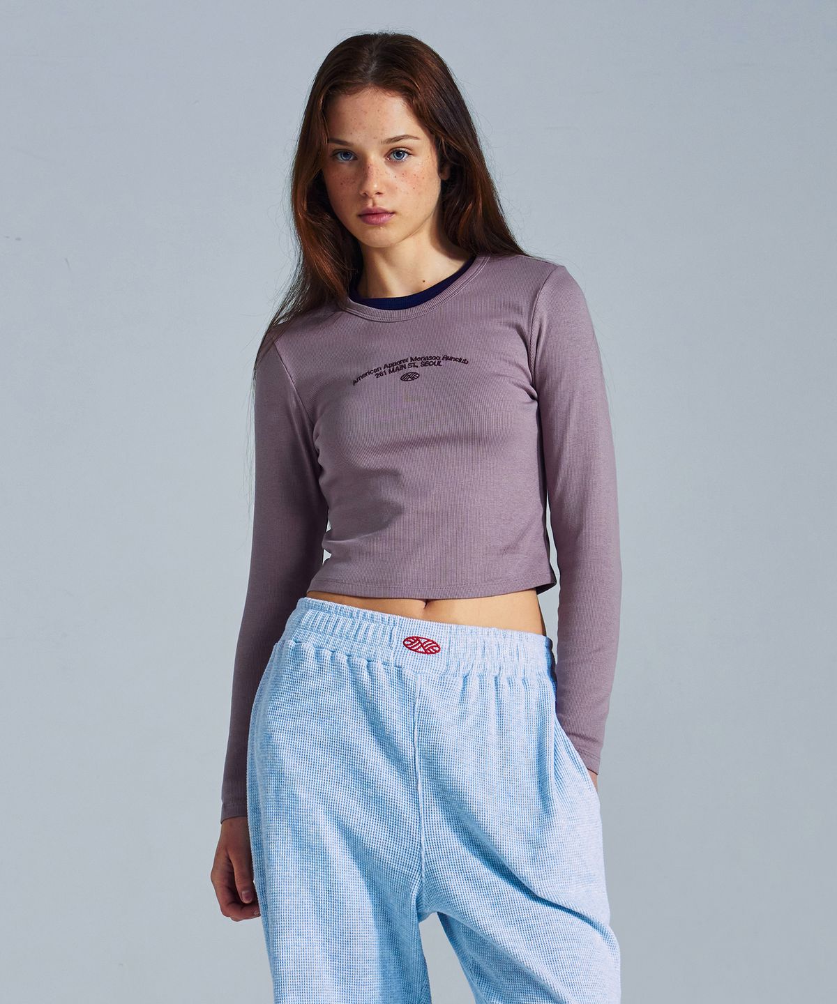 미나수(MENASOO) MNS x American apparel 261 Crop Long-Sleeves_Violet