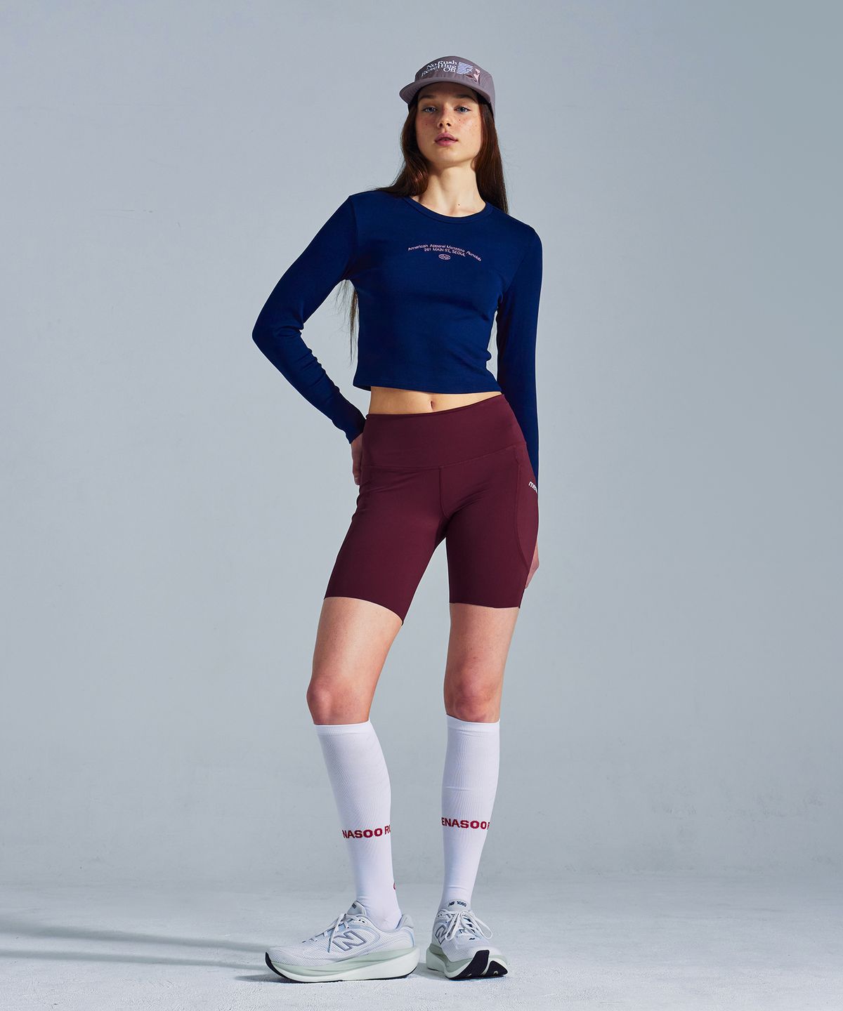 미나수(MENASOO) MNS x American apparel 261 Crop Long-Sleeves_Navy