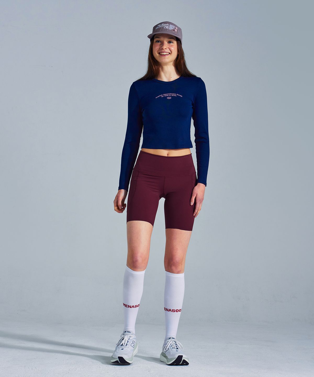 미나수(MENASOO) MNS x American apparel 261 Crop Long-Sleeves_Navy