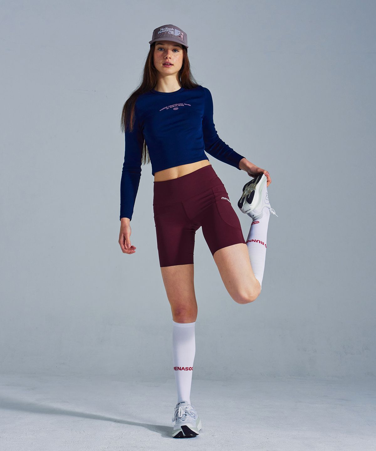 미나수(MENASOO) MNS x American apparel 261 Crop Long-Sleeves_Navy