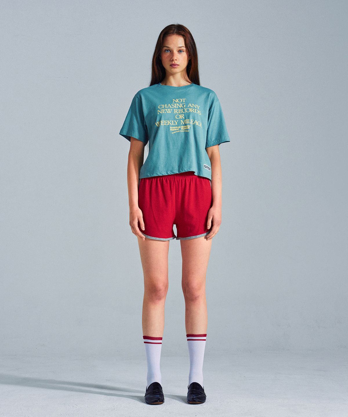 미나수(MENASOO) MNS x American apparel Not Chasing Crop T-Shirts_Arctic
