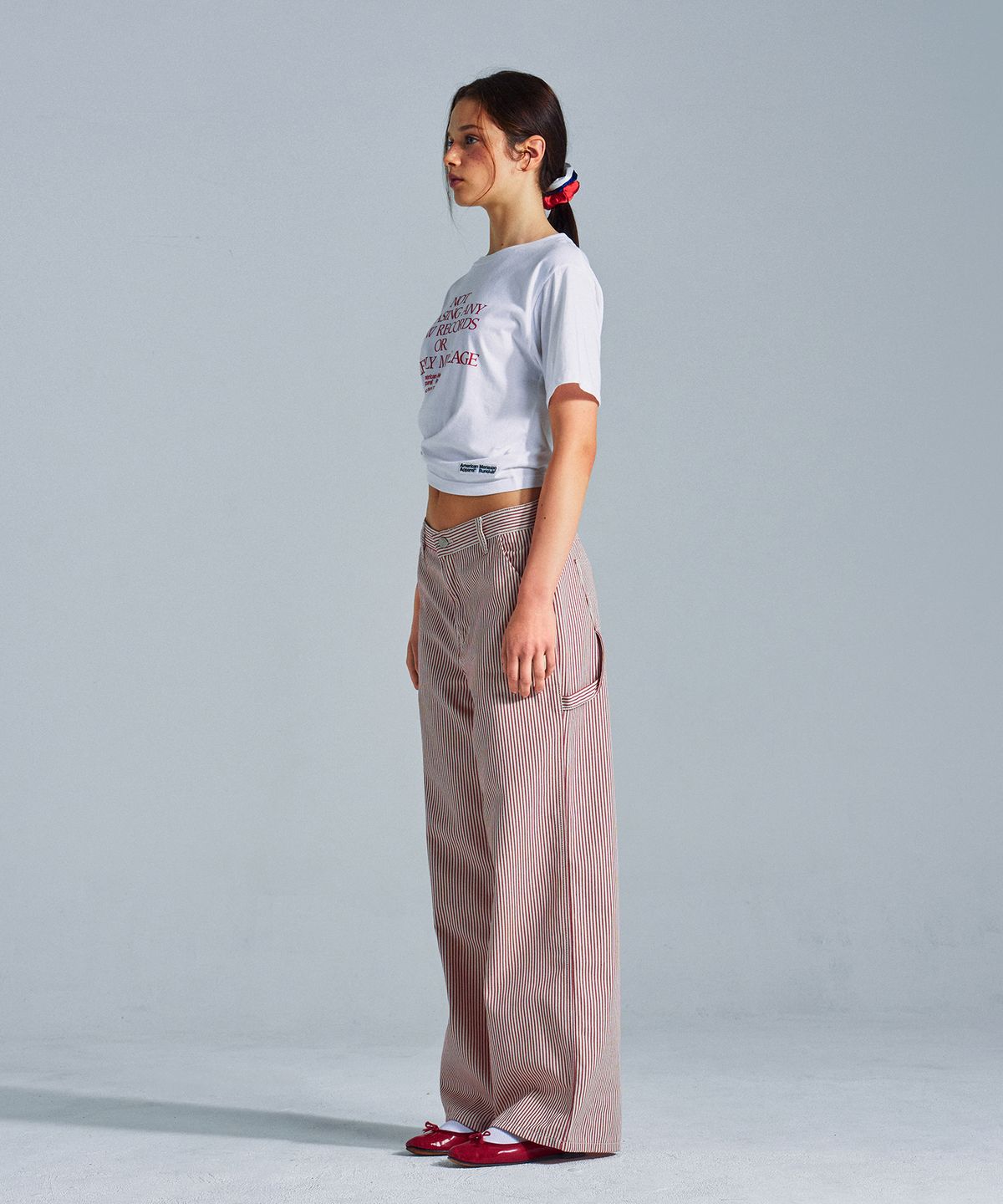 미나수(MENASOO) MNS x American apparel Not Chasing Crop T-Shirts_White
