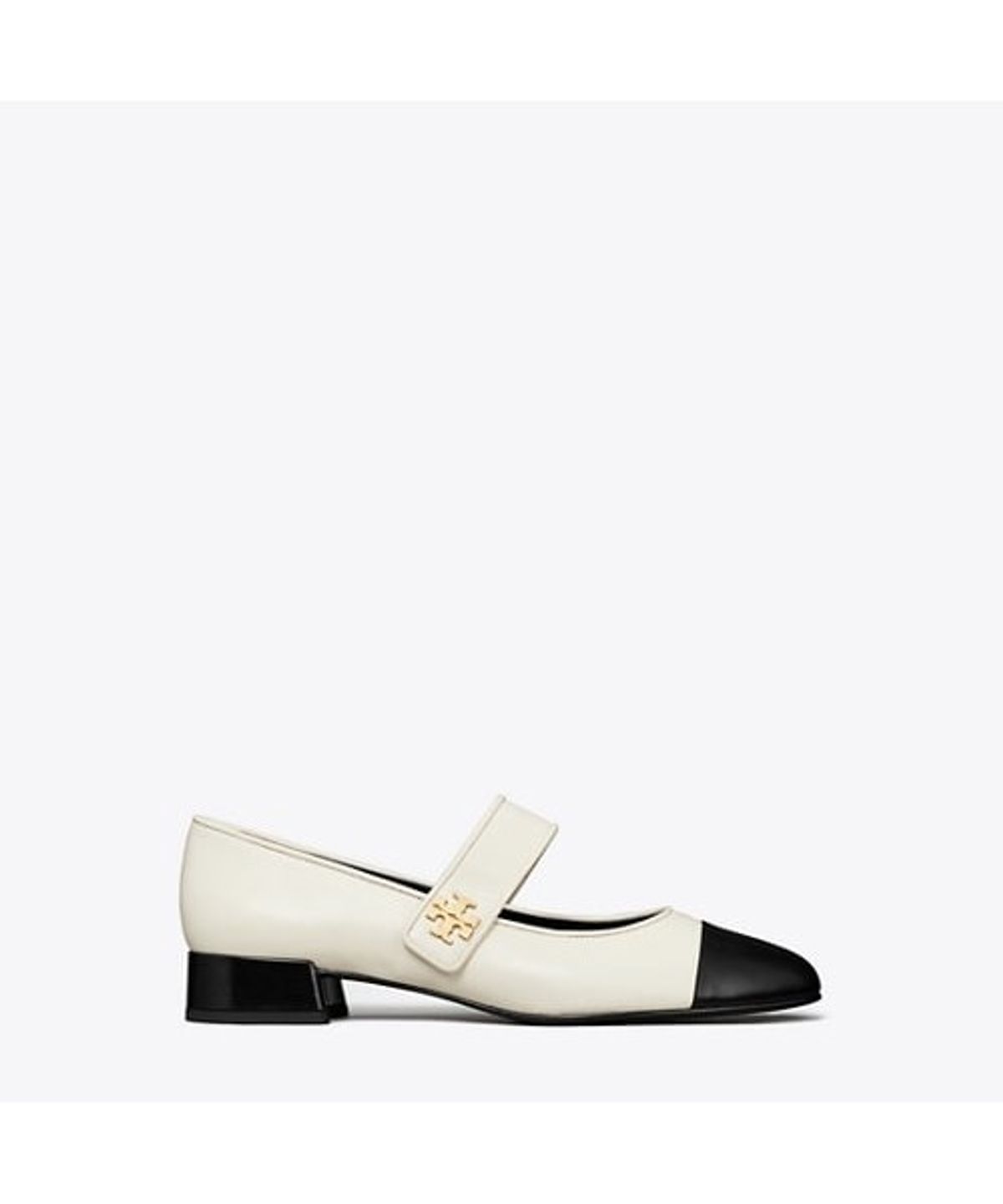 토리버치(TORYBURCH) 캡토 메리 제인 힐 발레 25Mm - 라이트 크림 / 퍼펙트 블랙