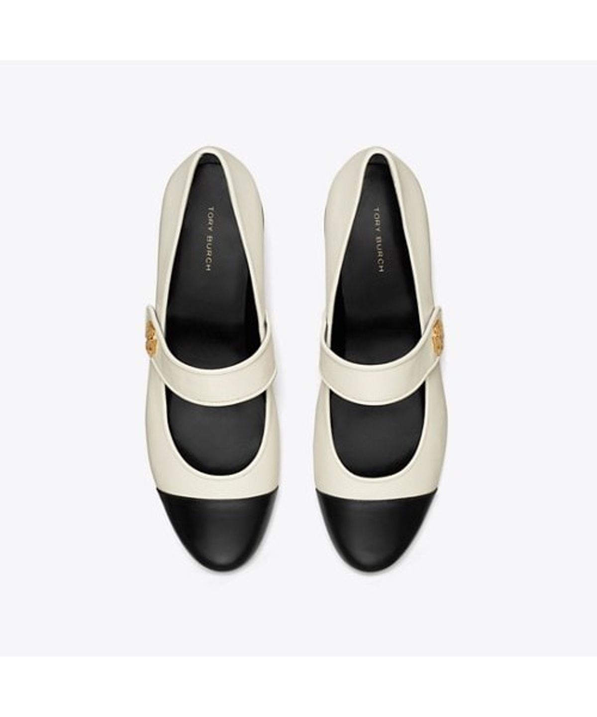 토리버치(TORYBURCH) 캡토 메리 제인 힐 발레 25Mm - 라이트 크림 / 퍼펙트 블랙