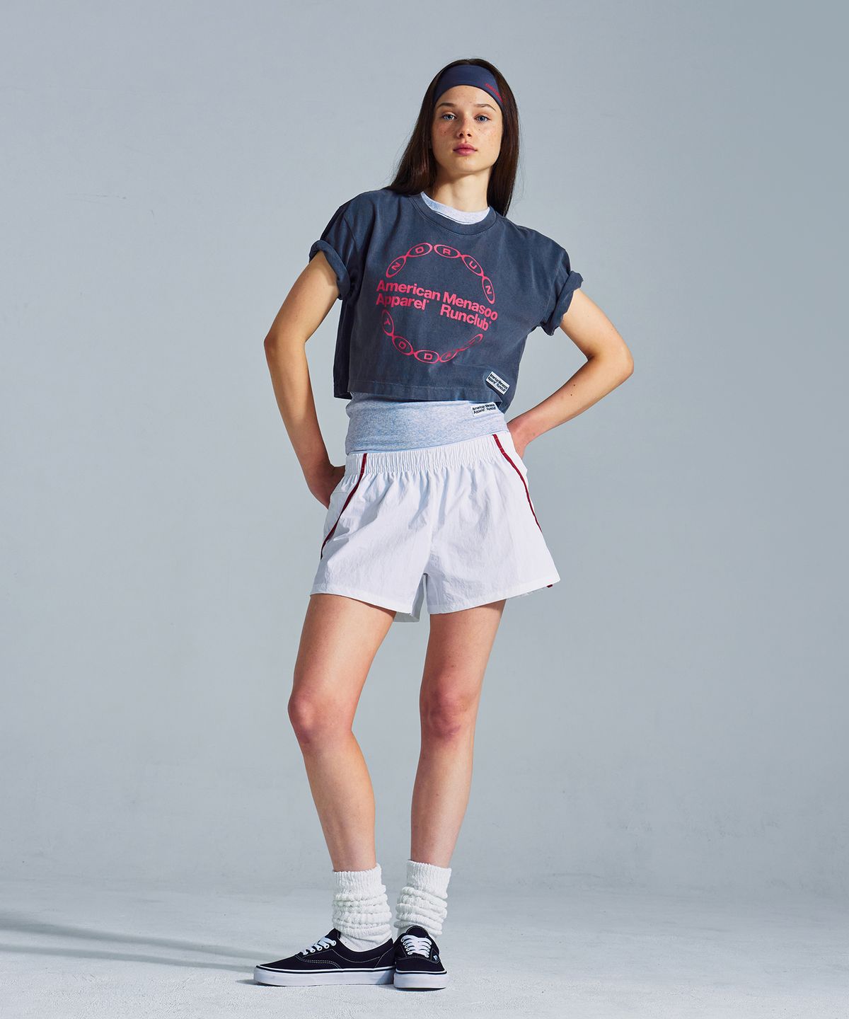 미나수(MENASOO) MNS x American apparel Big Circle Logo T-Shirts_Charcoal