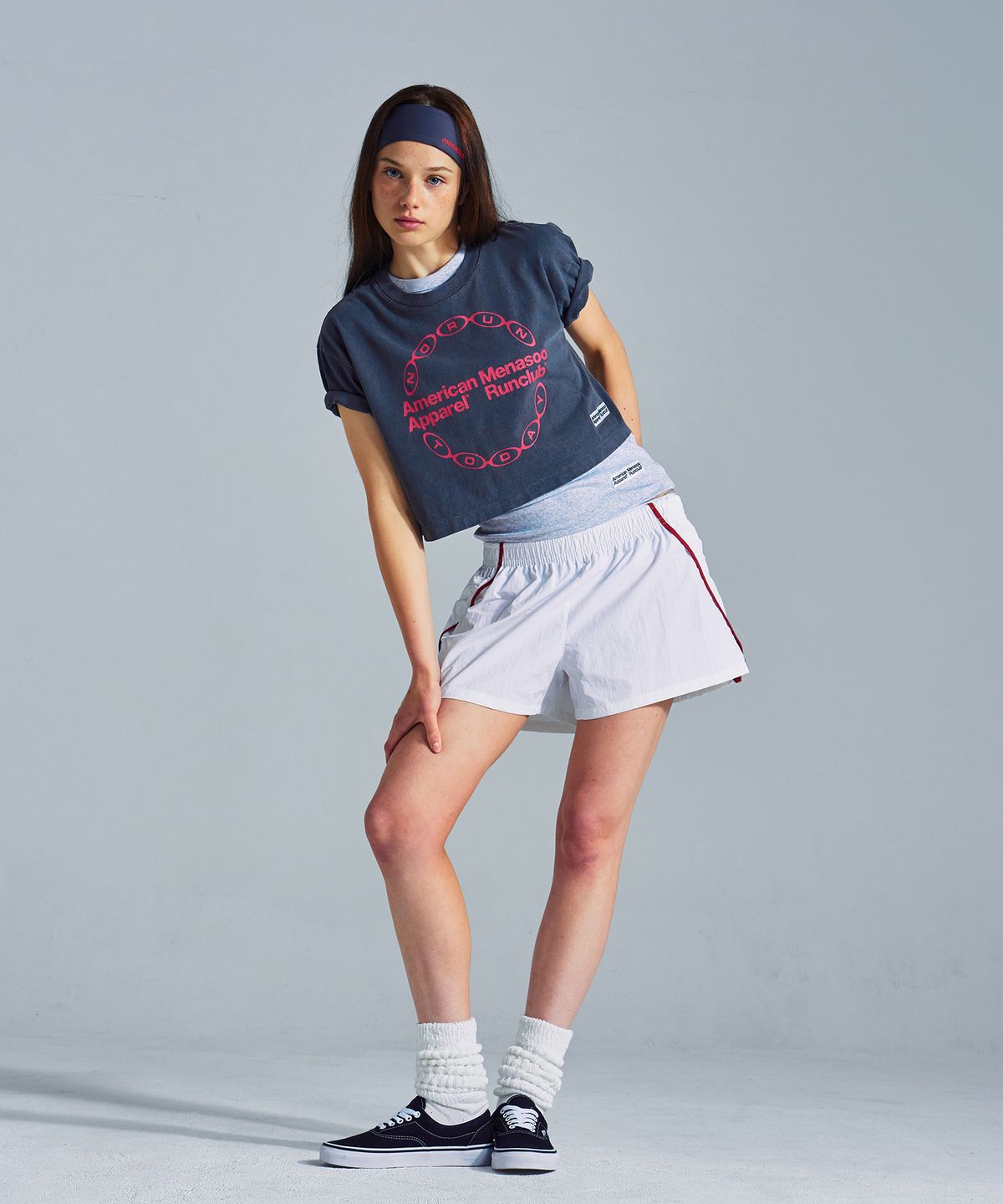 미나수(MENASOO) MNS x American apparel Big Circle Logo T-Shirts_Charcoal