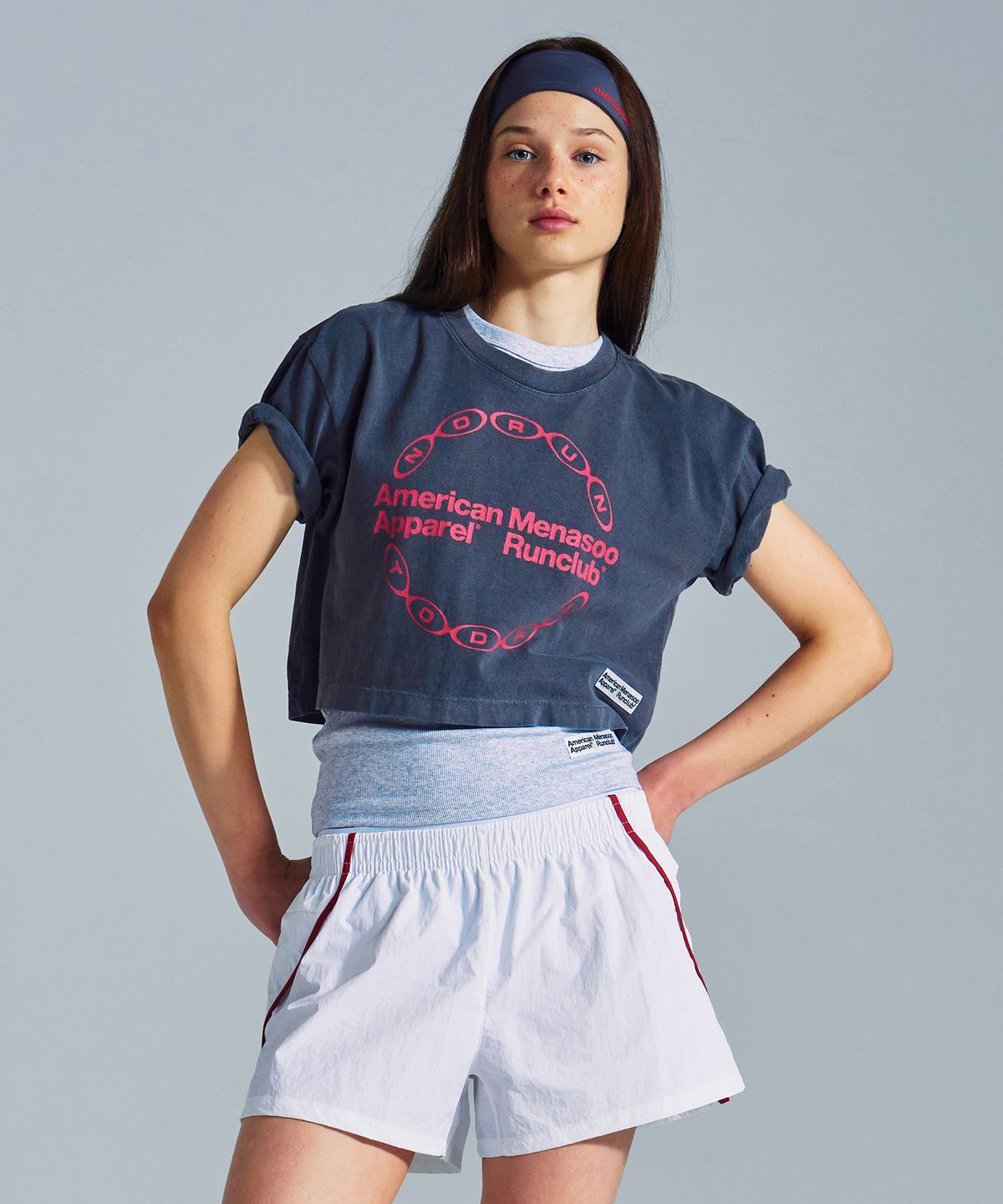 미나수(MENASOO) MNS x American apparel Big Circle Logo T-Shirts_Charcoal