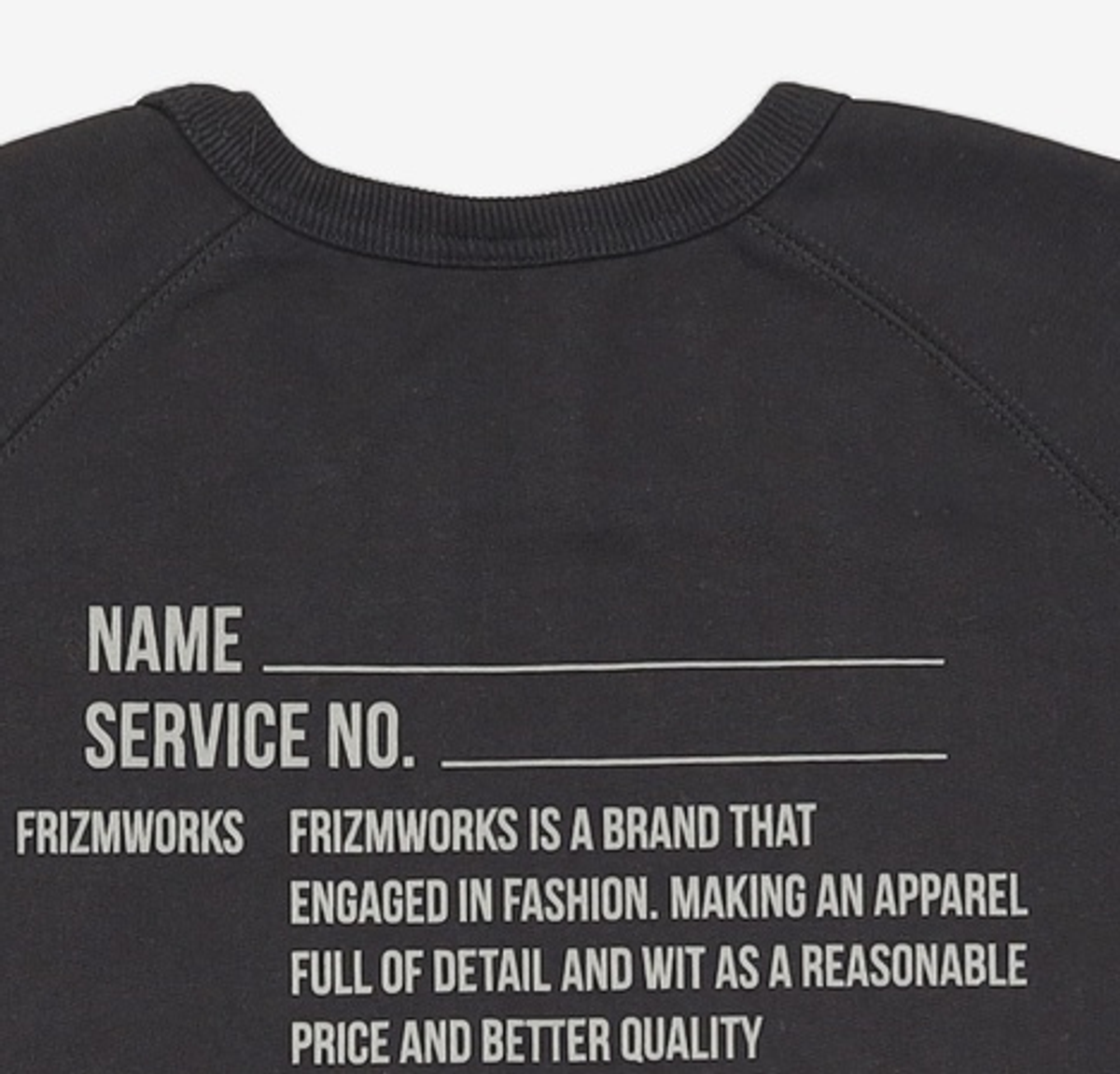 프리즘웍스(FRIZMWORKS) SERVICE LABEL SWEATSHIRT _ BLACK L