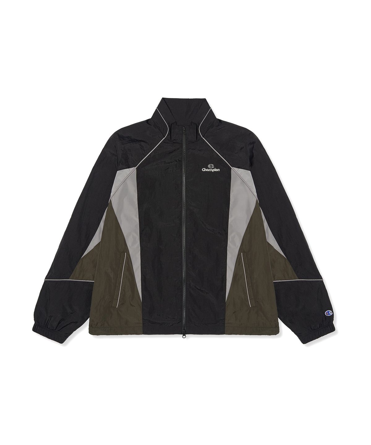 챔피온(CHAMPION) 트랙 로고 컬러블록 트랙재킷 Black