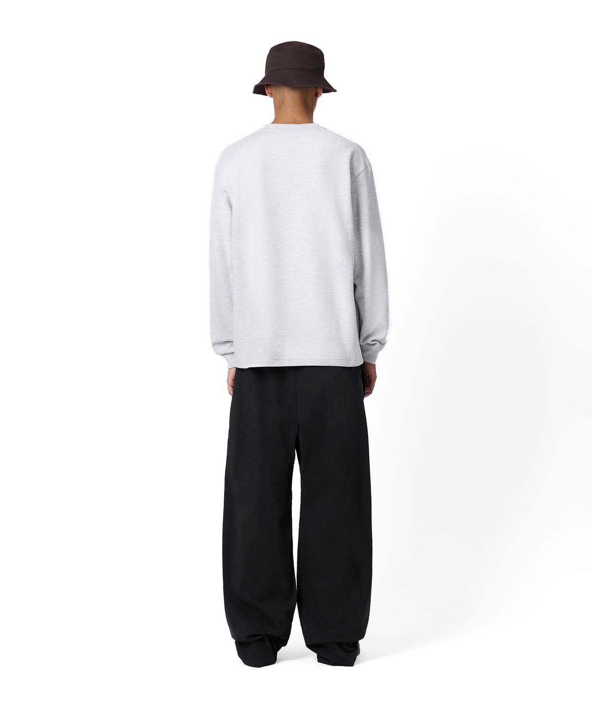 챔피온(CHAMPION) 로고 와플 롱슬리브 티셔츠 Grey Melange