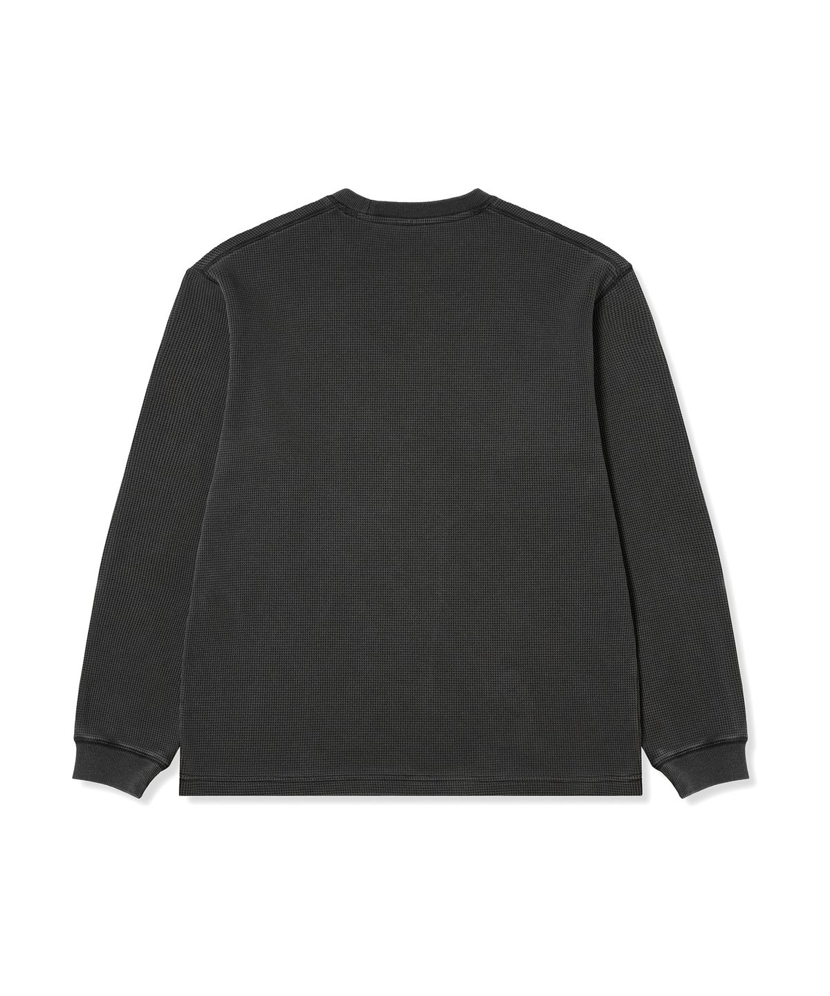 챔피온(CHAMPION) 로고 다잉 와플 롱슬리브 티셔츠 Charcoal