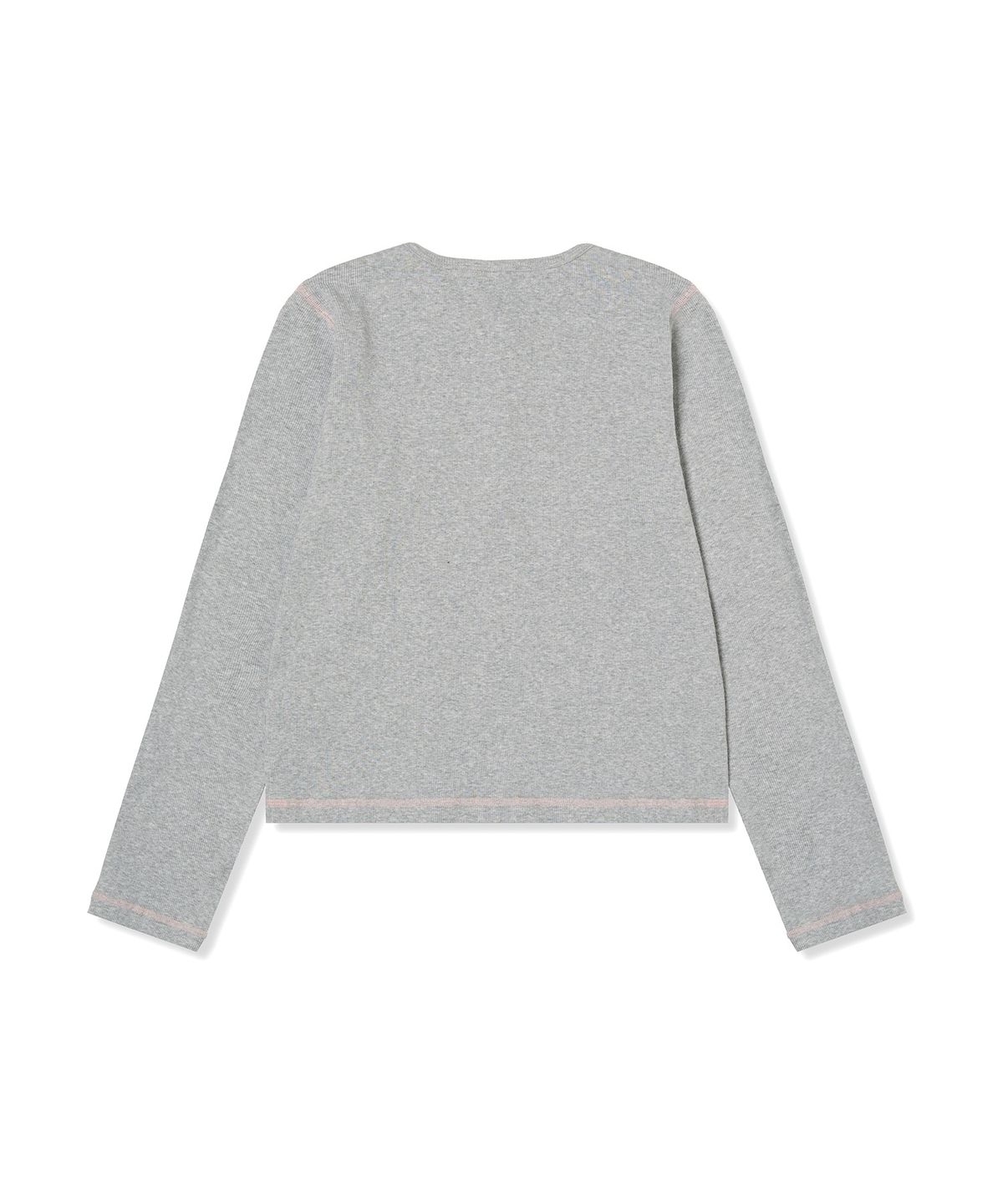 챔피온(CHAMPION) 여성 하트 로고 헨리넥 롱슬리브 Medium Grey Melange