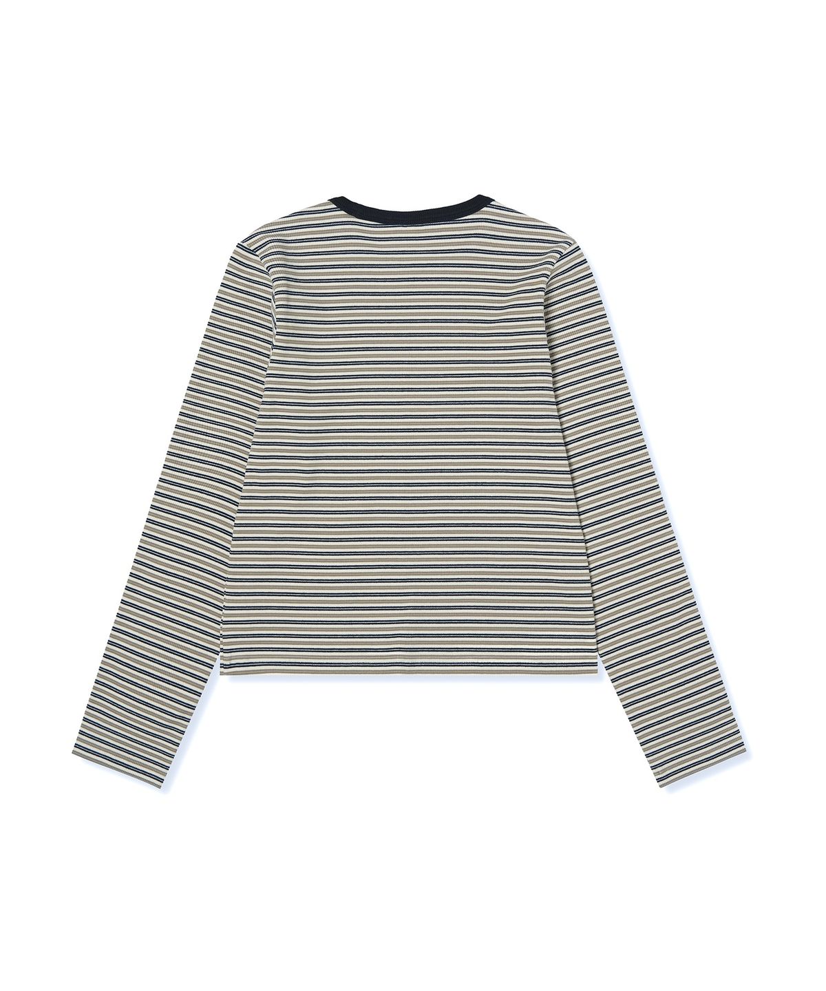 챔피온(CHAMPION) 여성 하트 로고 스트라이프 롱슬리브 Black