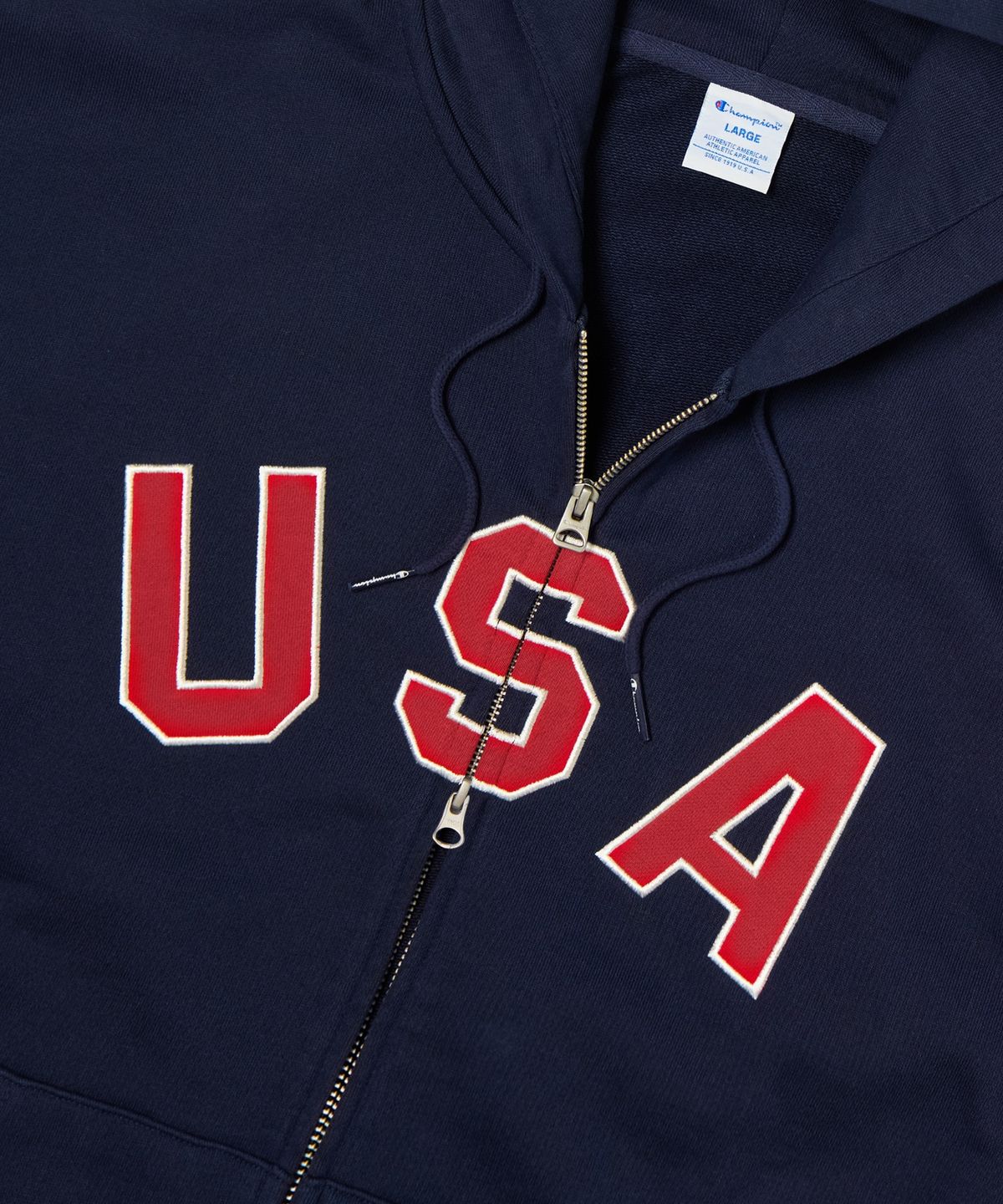 챔피온(CHAMPION) USA 로고 후드 집업 Navy