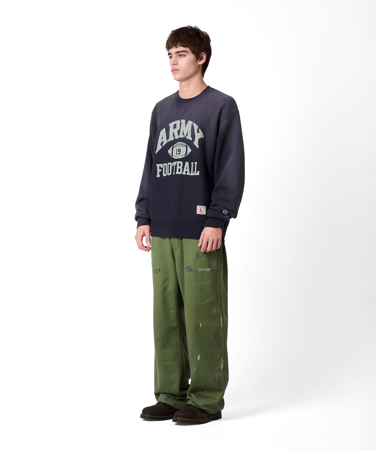 챔피온(CHAMPION) 헤리티지 리버스위브 ARMY 스웨트 셔츠 Navy