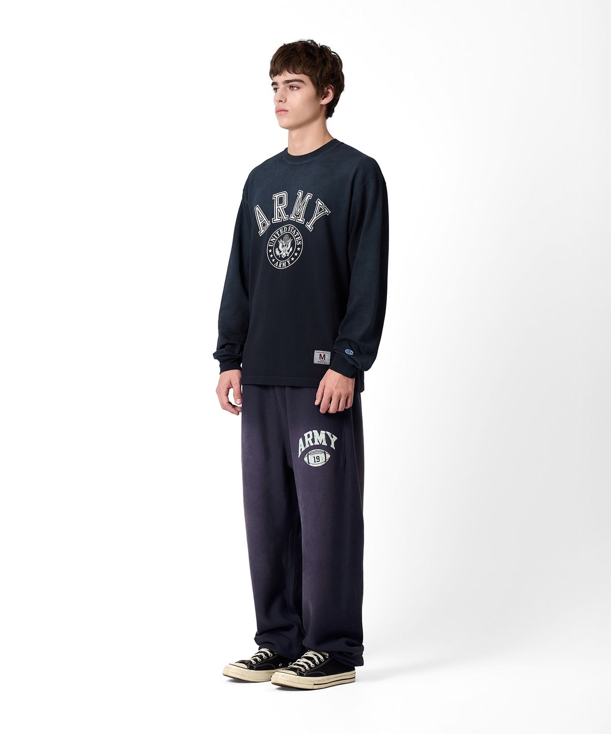챔피온(CHAMPION) 헤리티지 ARMY 와이드핏 스웨트 팬츠 Navy