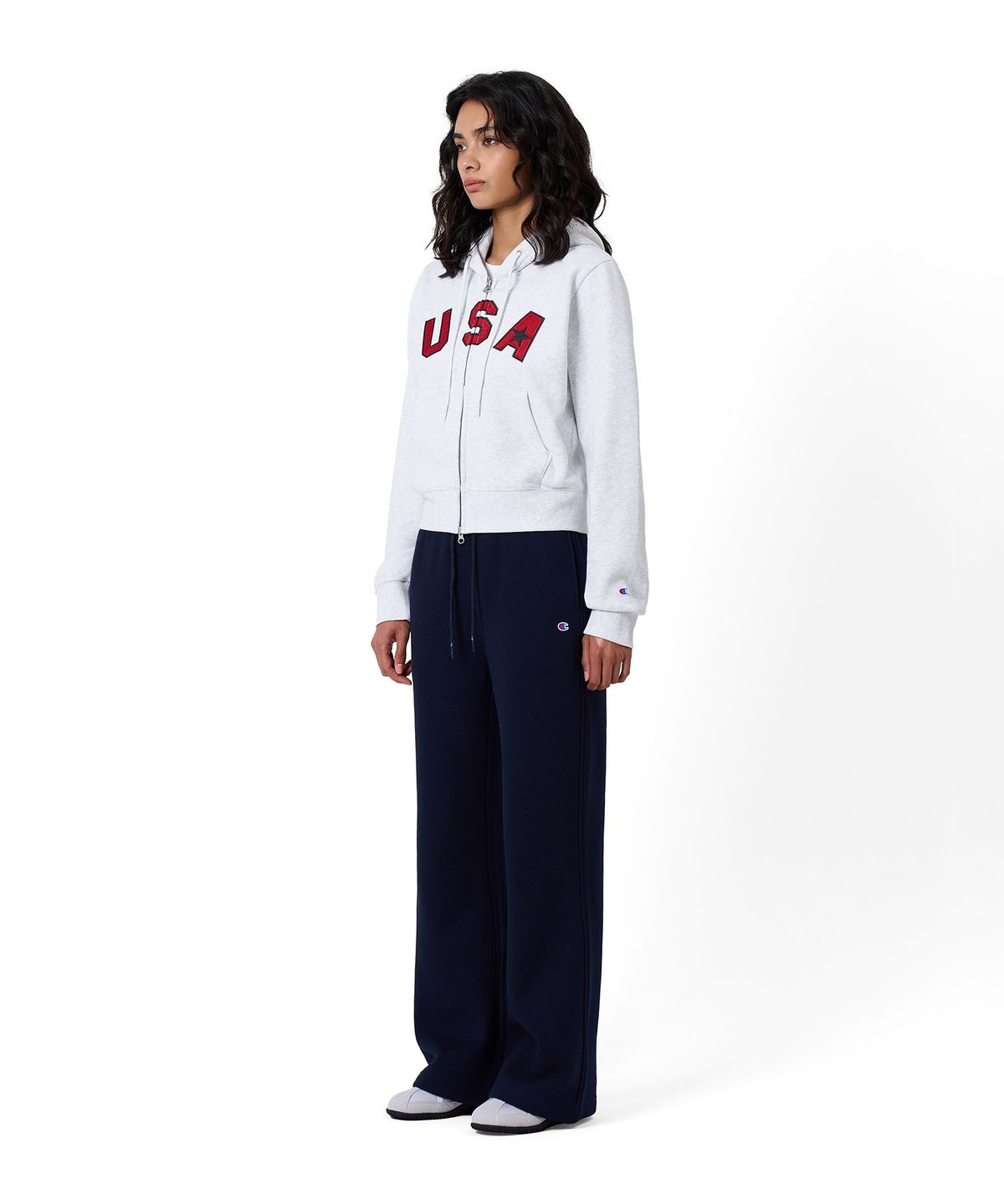 챔피온(CHAMPION) 여성 기모 부츠컷 스웨트 팬츠 Navy