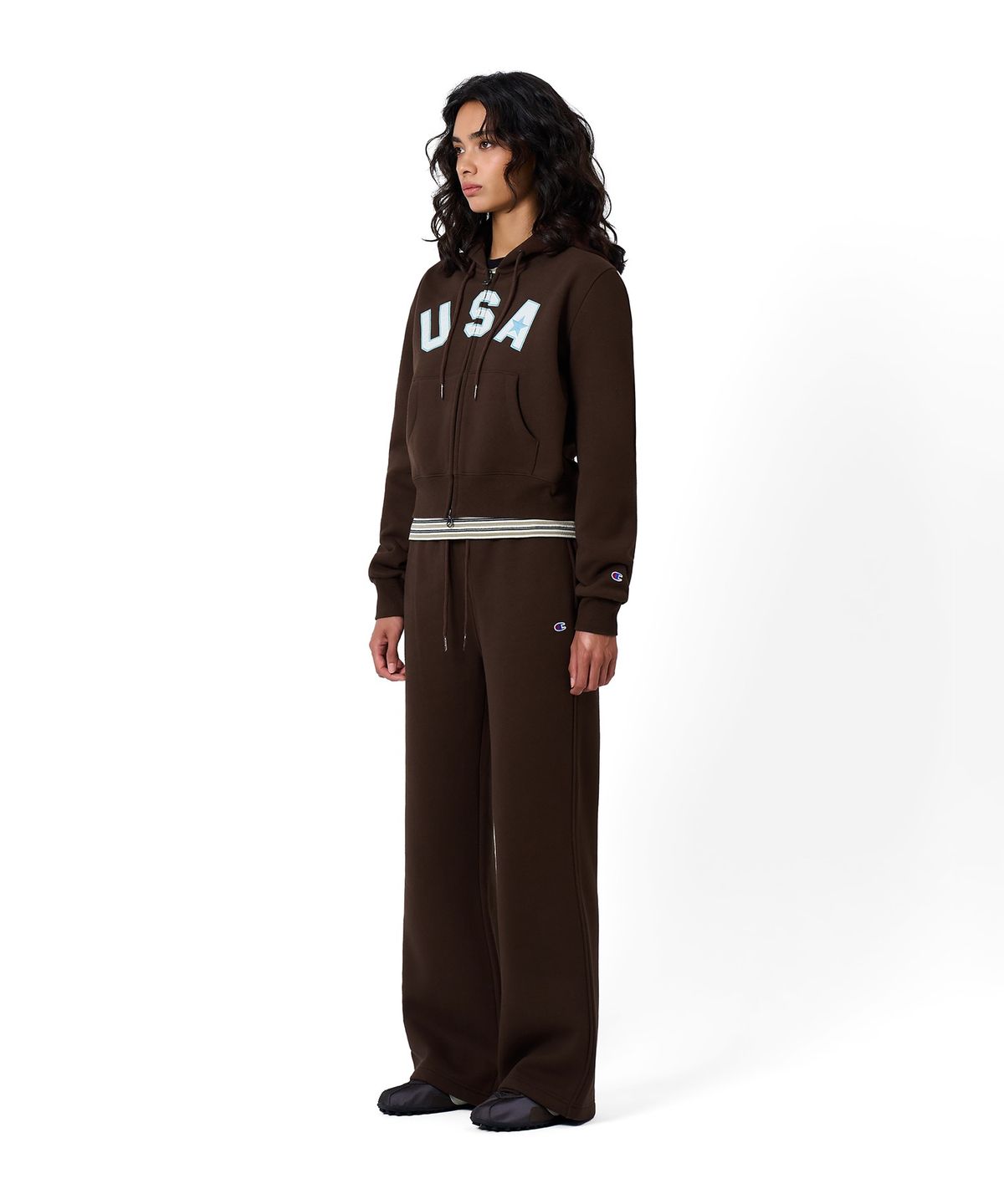챔피온(CHAMPION) 여성 기모 부츠컷 스웨트 팬츠 Brown