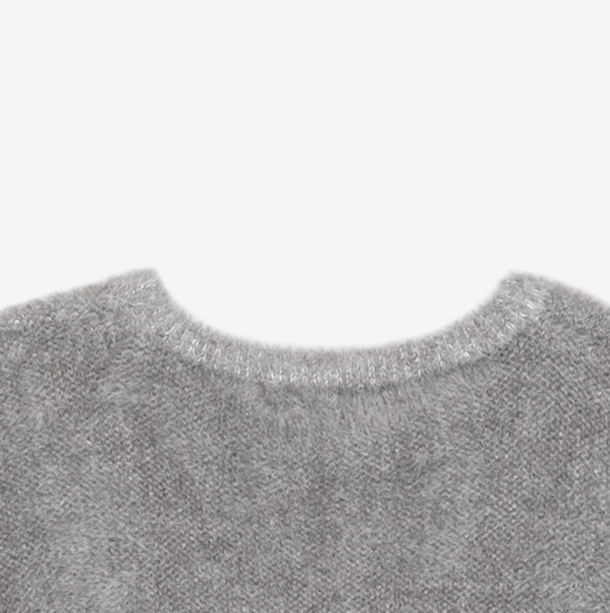 세컨모놀로그(SECONDMONO) 소프트 헤어리 라운드 니트 그레이_SEKT011GRAY M