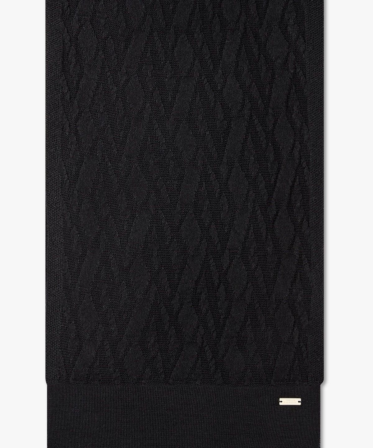 아르마니 익스체인지(ARMANI EXCHANGE) 여성 로고 자카드 니트 스카프 _블랙_A425376901
