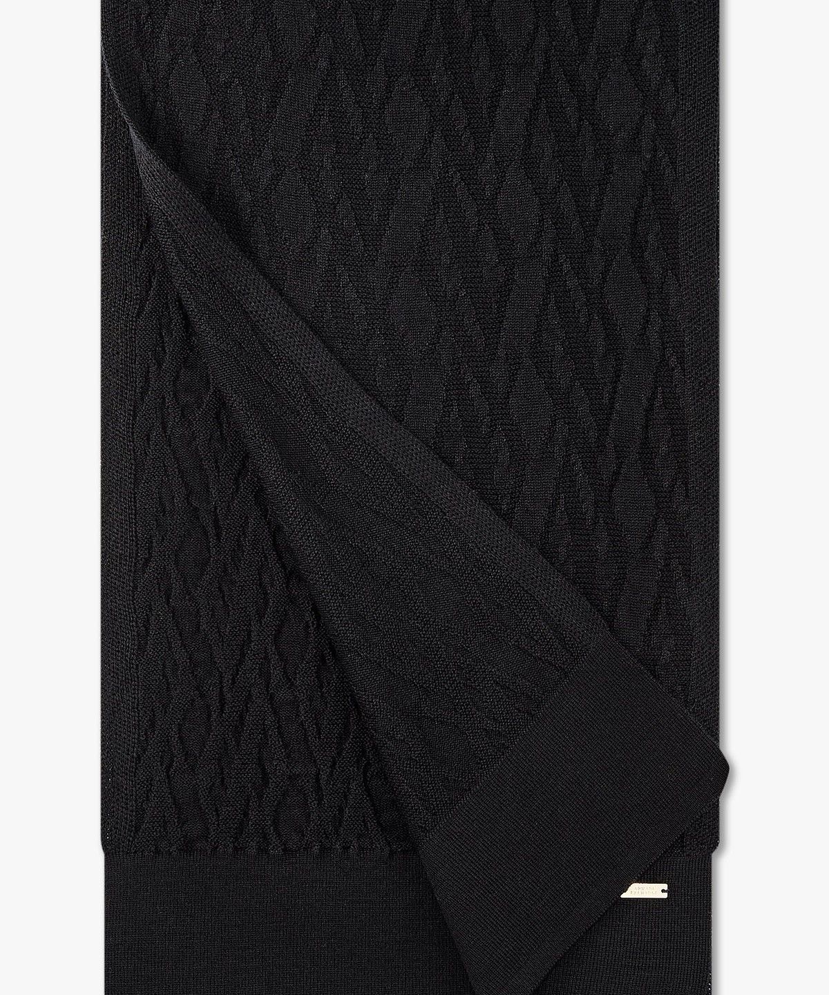 아르마니 익스체인지(ARMANI EXCHANGE) 여성 로고 자카드 니트 스카프 _블랙_A425376901