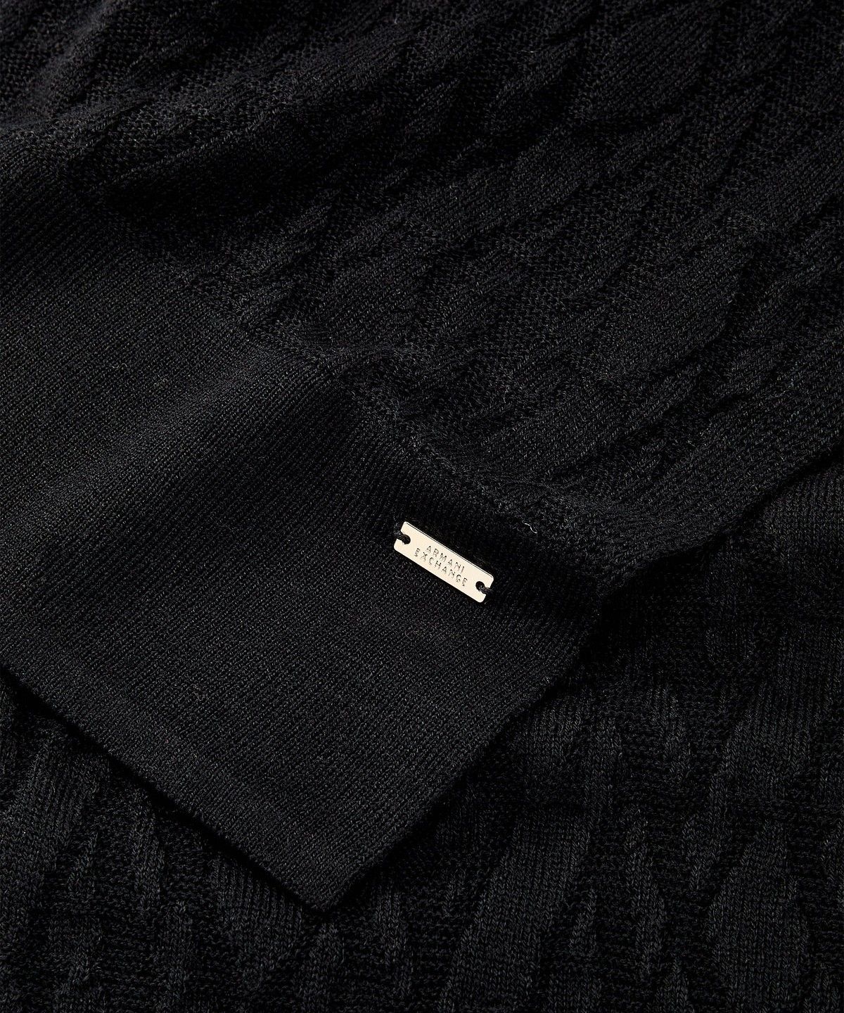 아르마니 익스체인지(ARMANI EXCHANGE) 여성 로고 자카드 니트 스카프 _블랙_A425376901