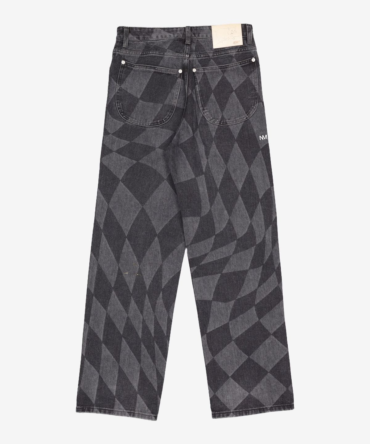 노매뉴얼(NOMANUAL) D.T CHECKERBOARD DENIM PANTS - WASHED BLACK S