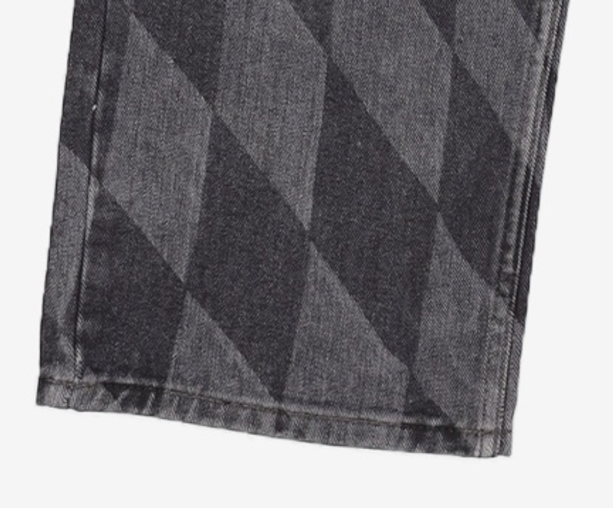 노매뉴얼(NOMANUAL) D.T CHECKERBOARD DENIM PANTS - WASHED BLACK S