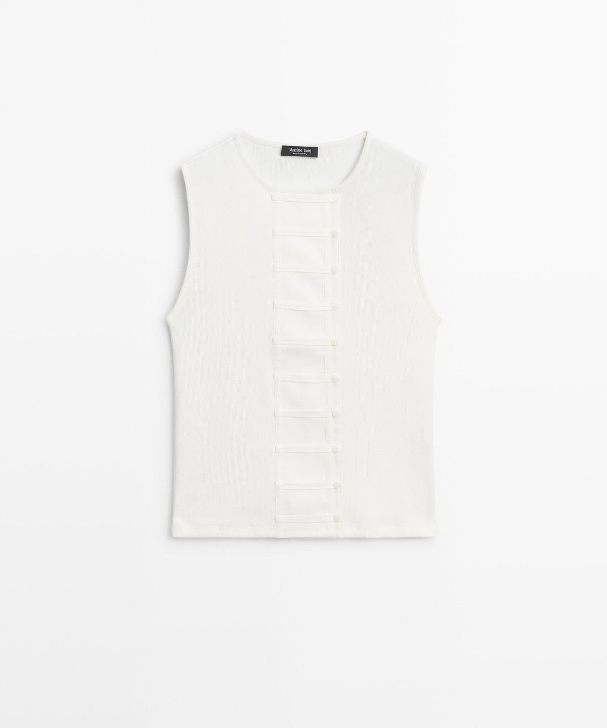 마시모두띠(MASSIMO DUTTI) 코튼 혼방 플래킷 티셔츠