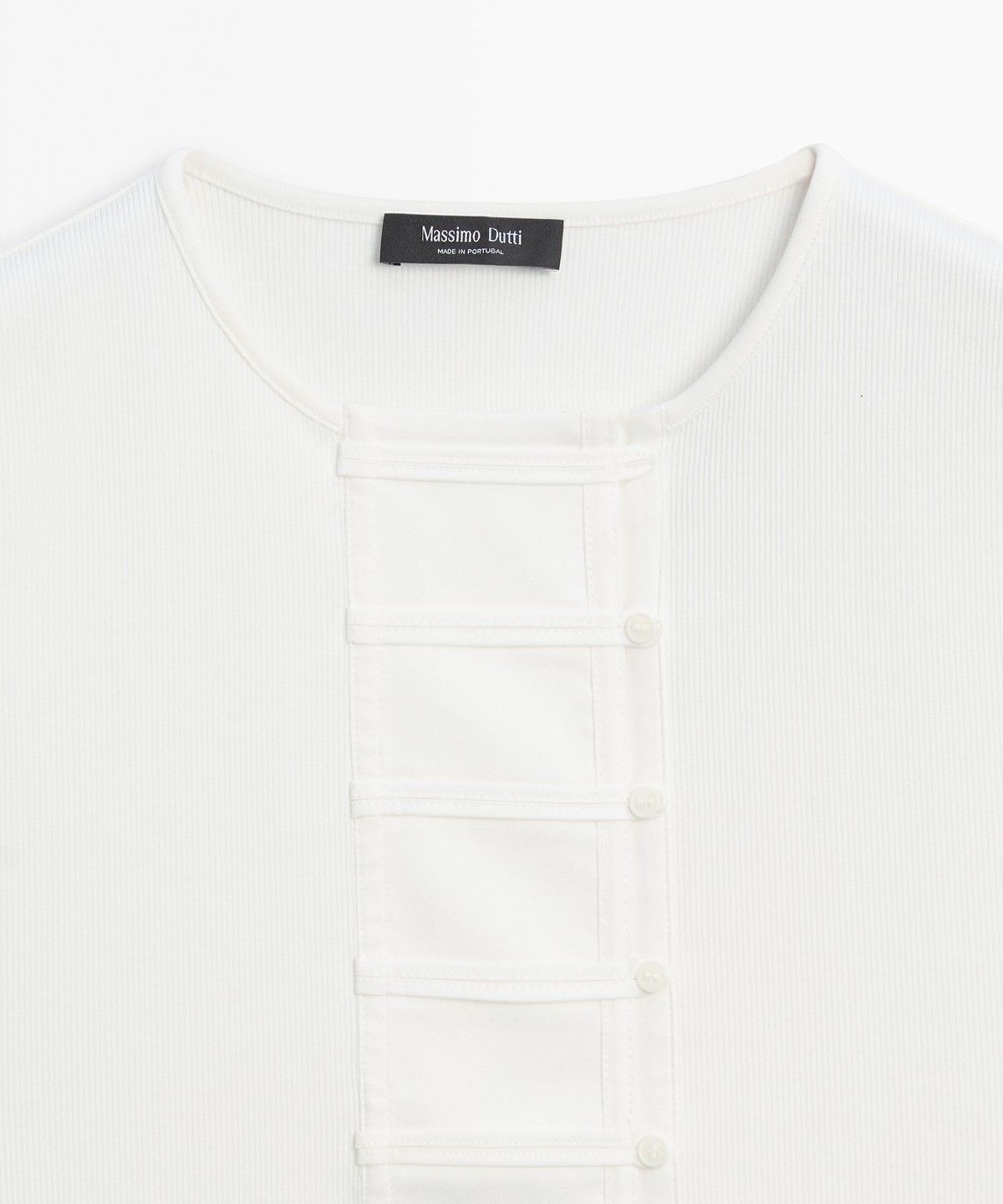 마시모두띠(MASSIMO DUTTI) 코튼 혼방 플래킷 티셔츠