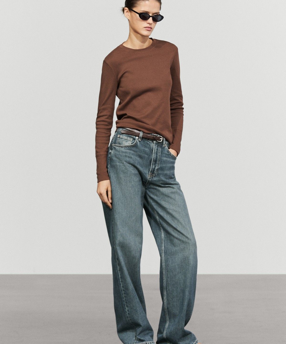 마시모두띠(MASSIMO DUTTI) 100% 코튼 긴소매 티셔츠