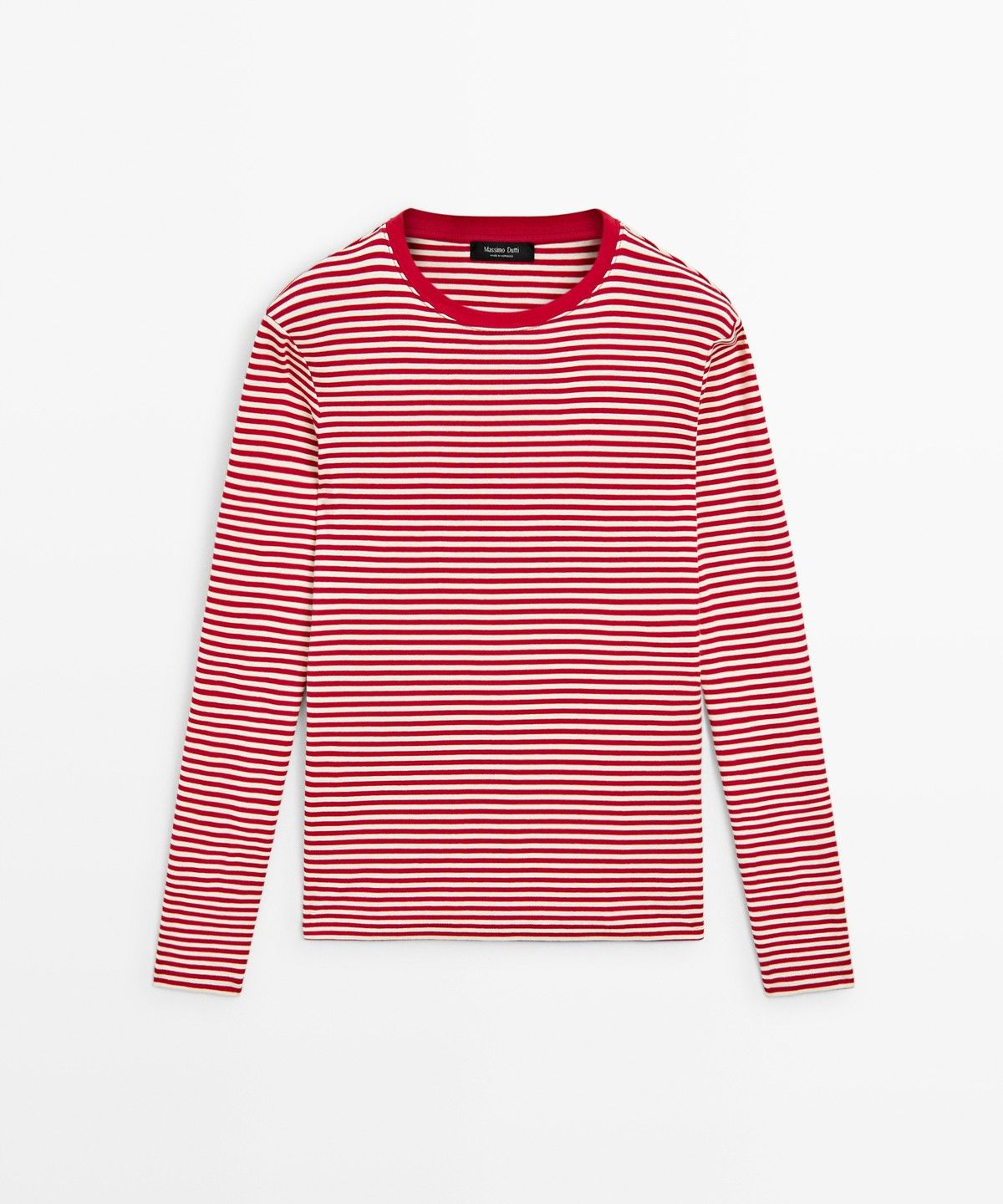 마시모두띠(MASSIMO DUTTI) 100% 코튼 스트라이프 긴소매 티셔츠