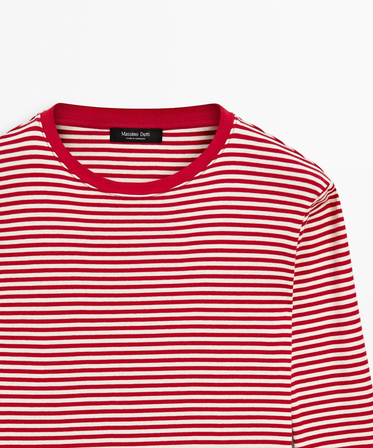 마시모두띠(MASSIMO DUTTI) 100% 코튼 스트라이프 긴소매 티셔츠
