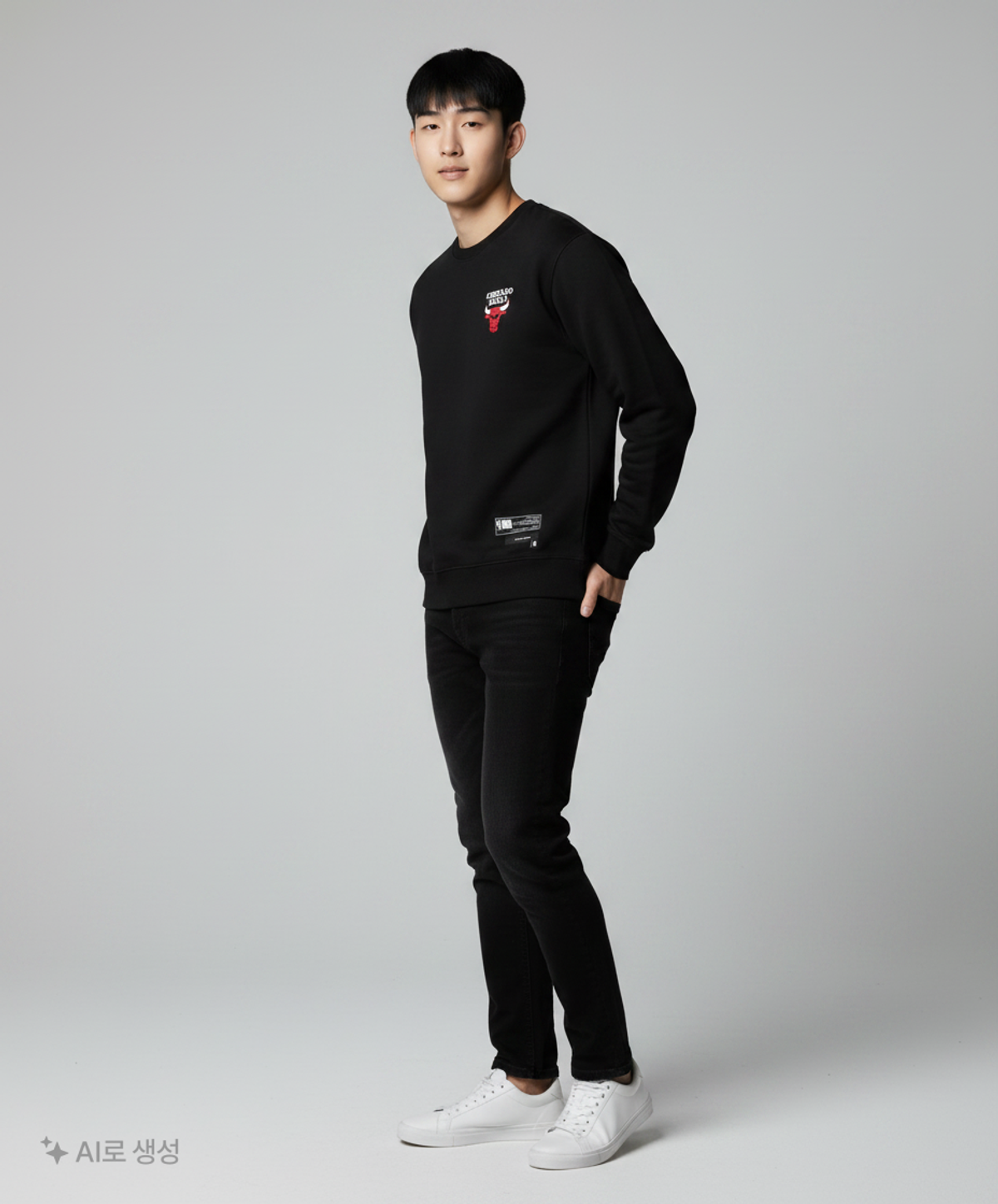 엔비에이(NBA) CHI BULLS 하드우드클래식 로고 맨투맨_N203TS042P L
