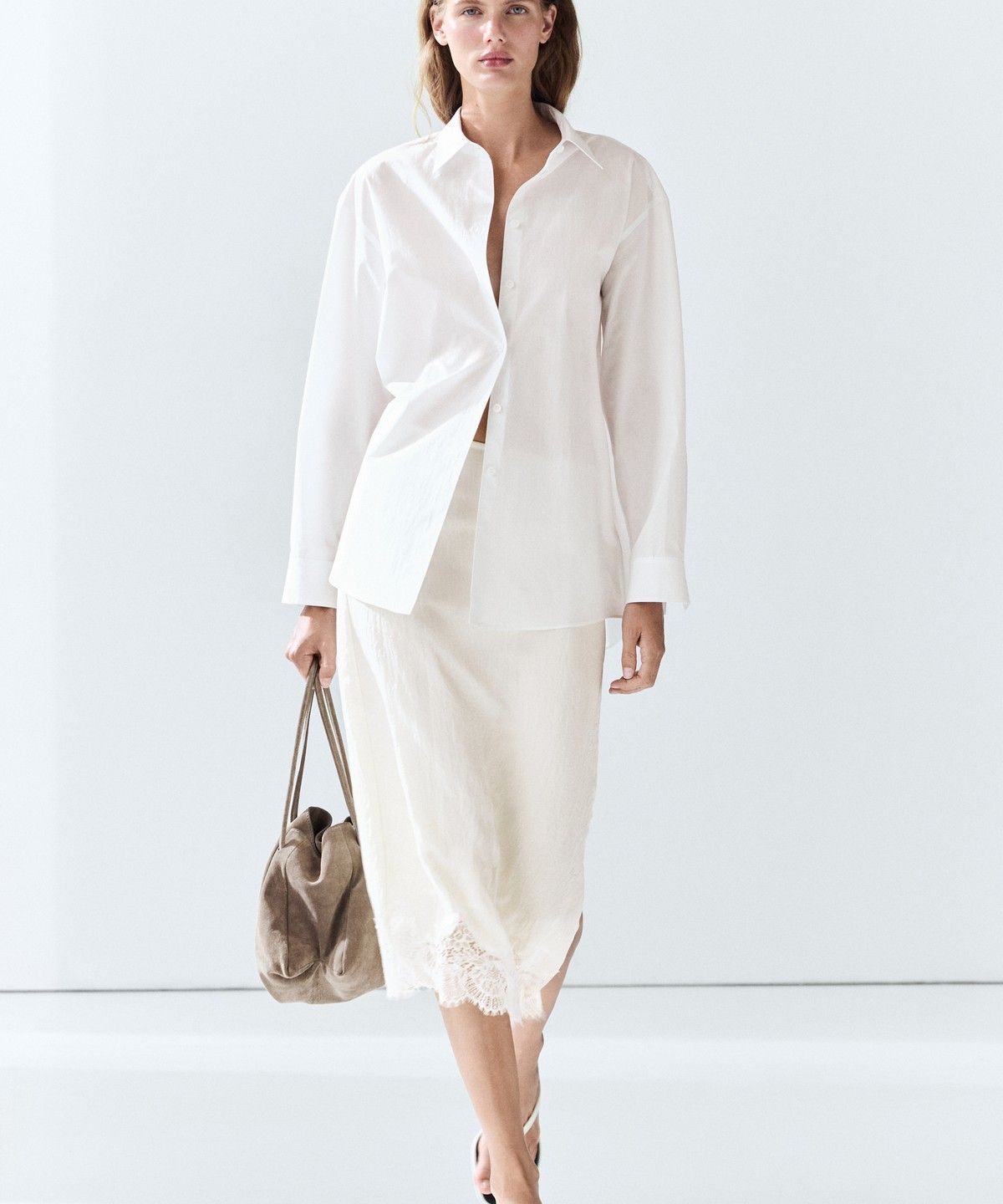 마시모두띠(MASSIMO DUTTI) 100% 코튼 포플린 셔츠