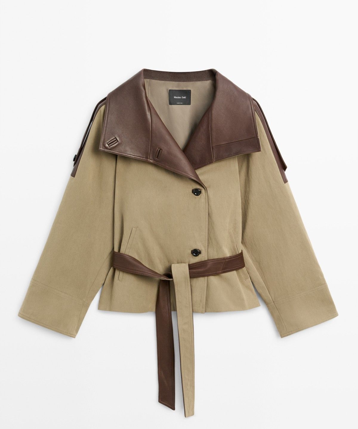 마시모두띠(MASSIMO DUTTI) 가죽 믹스 쇼트 재킷