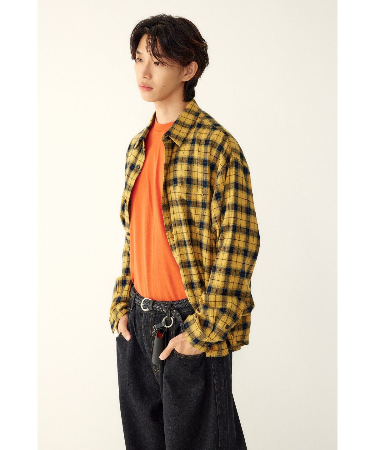 스튜디오 톰보이(STUDIO TOMBOY) [MEN] 워시드 빈티지 체크 셔츠 _다크 옐로우_9156321834
