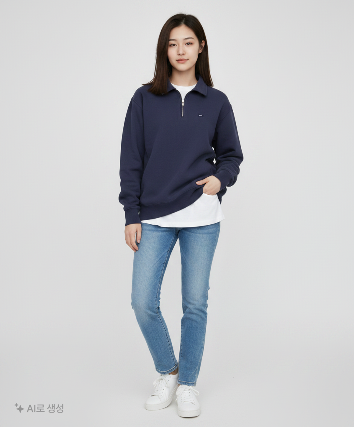 예일(YALE) REVERSE WEAVE PK CREWNECK NAVY M