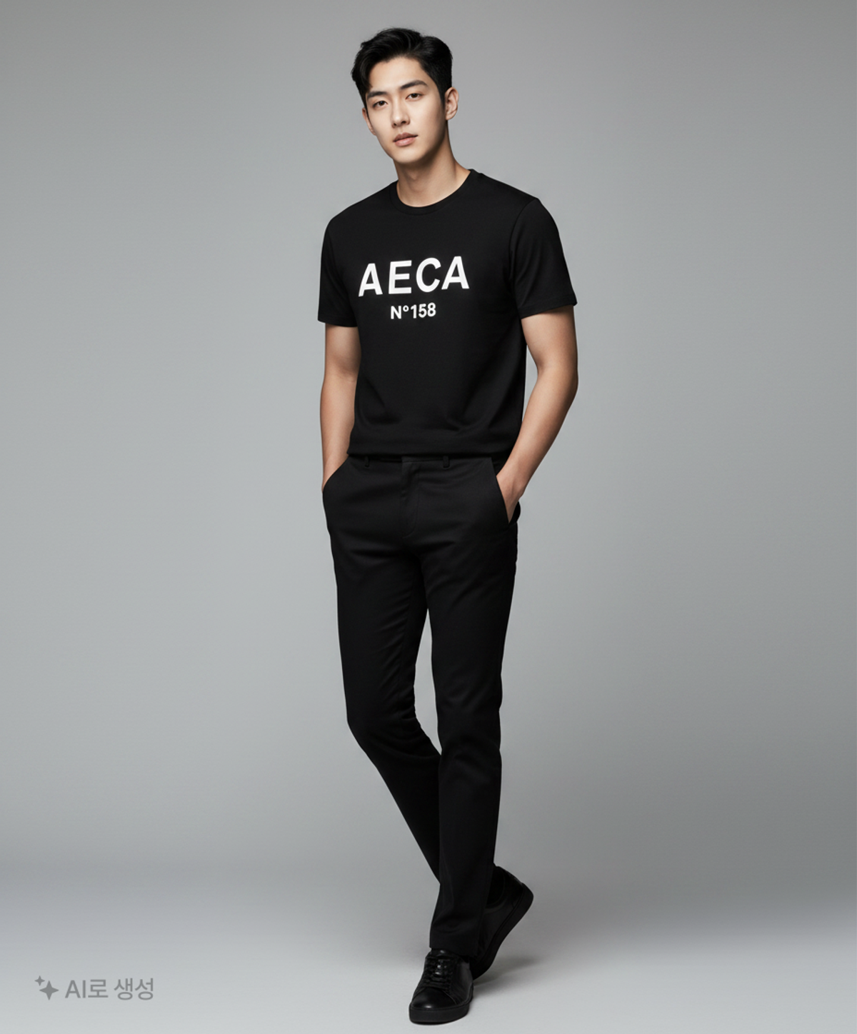 에이카화이트(AECA) HALF SLEEVE TEE (Premium BASIC) -LIGHT CHARCOAL 95