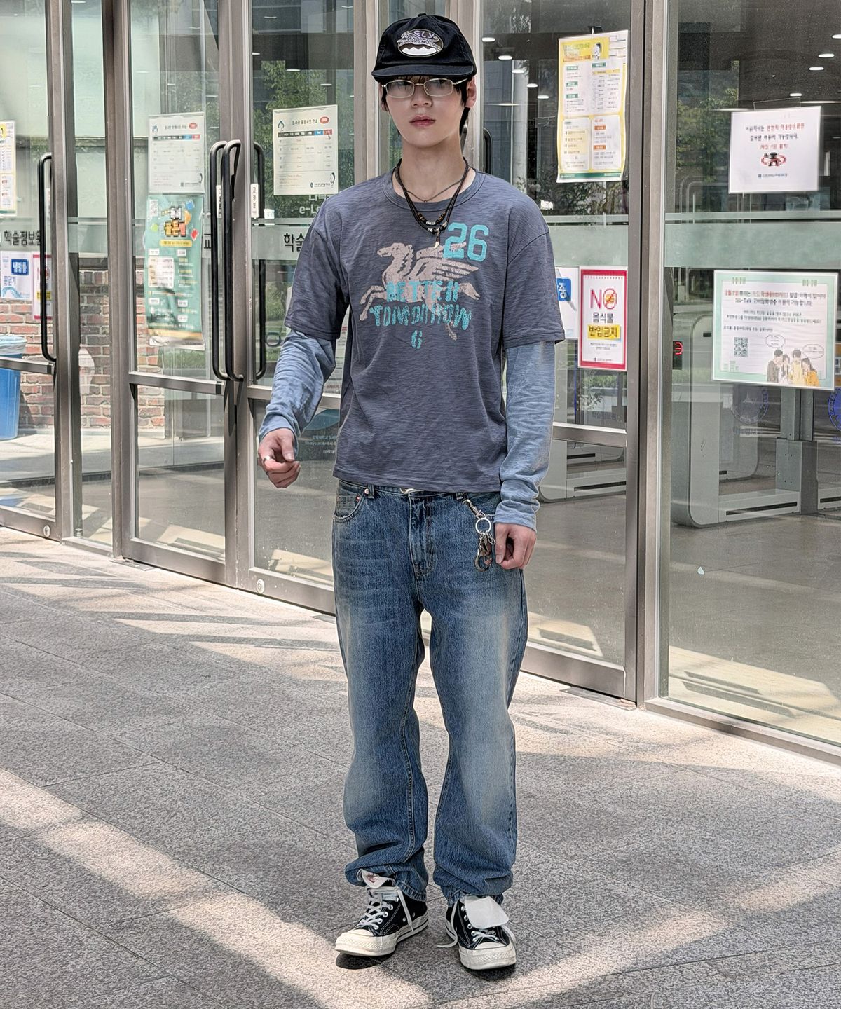 노디(NODI) 선데이클럽 레이어드 슬럽 롱슬리브 스모키 블루